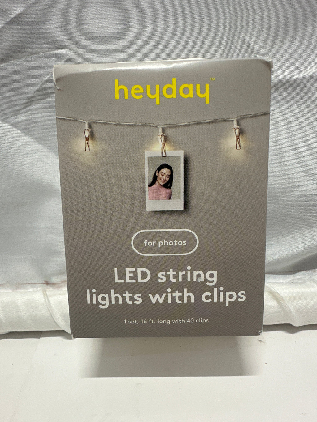 Heyday LED Photo String Lights w/ 40 Clips 16ft Rose Gold Battery Powered
