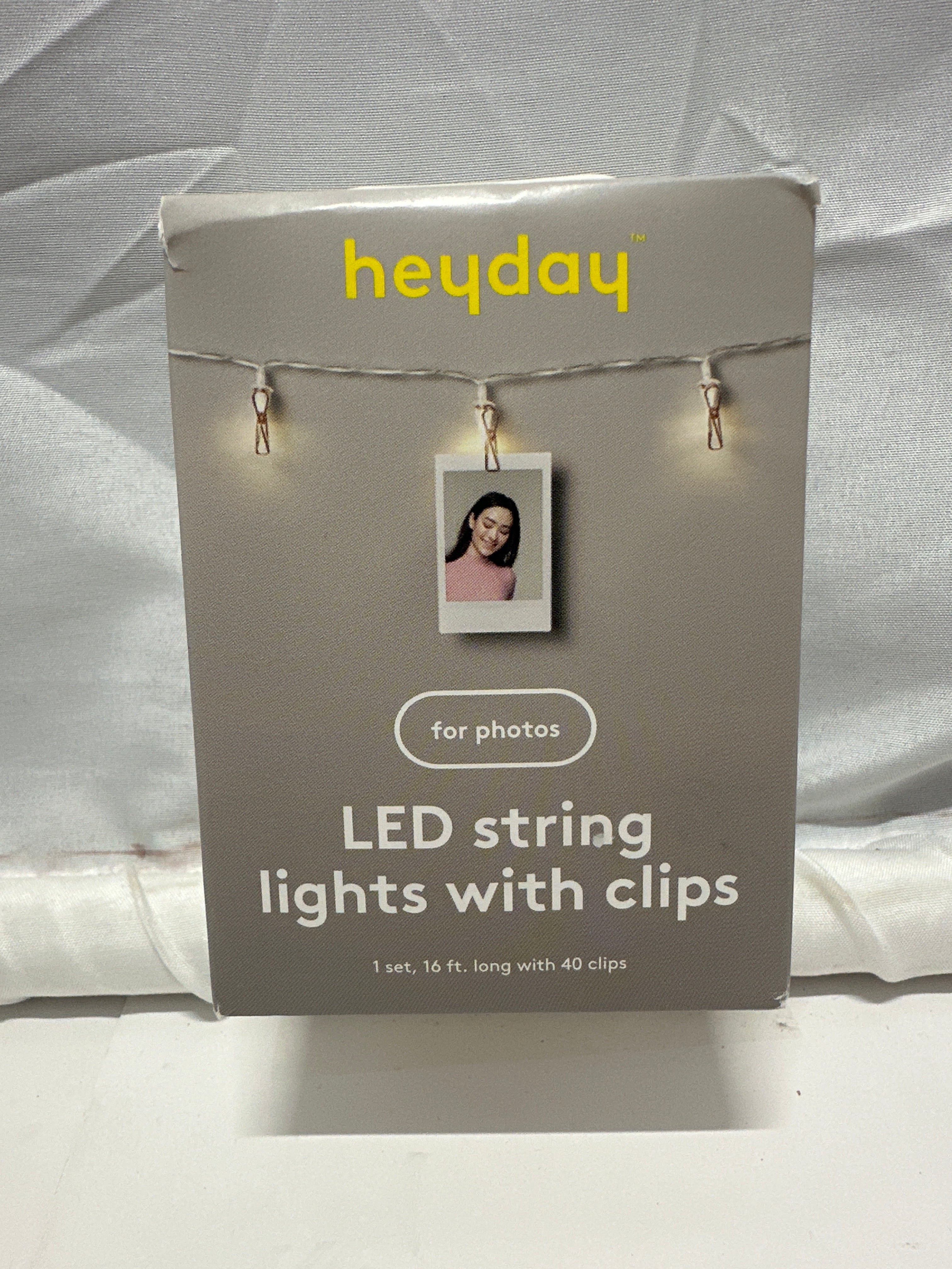 Heyday LED Photo String Lights w/ 40 Clips 16ft Rose Gold Battery Powered
