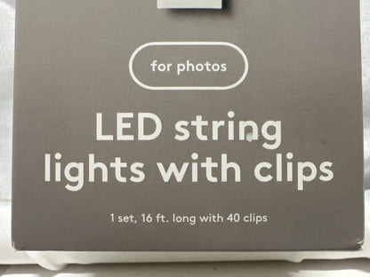 Heyday LED Photo String Lights w/ 40 Clips 16ft Rose Gold Battery Powered