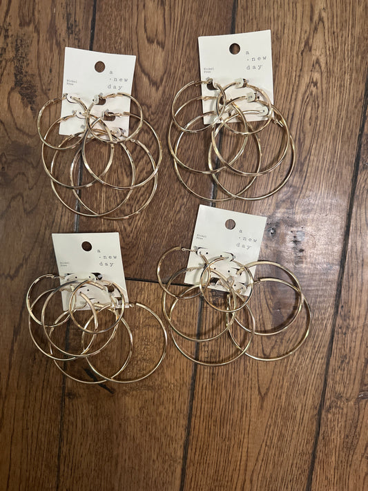 A NEW DAY set of 3 gold hoops