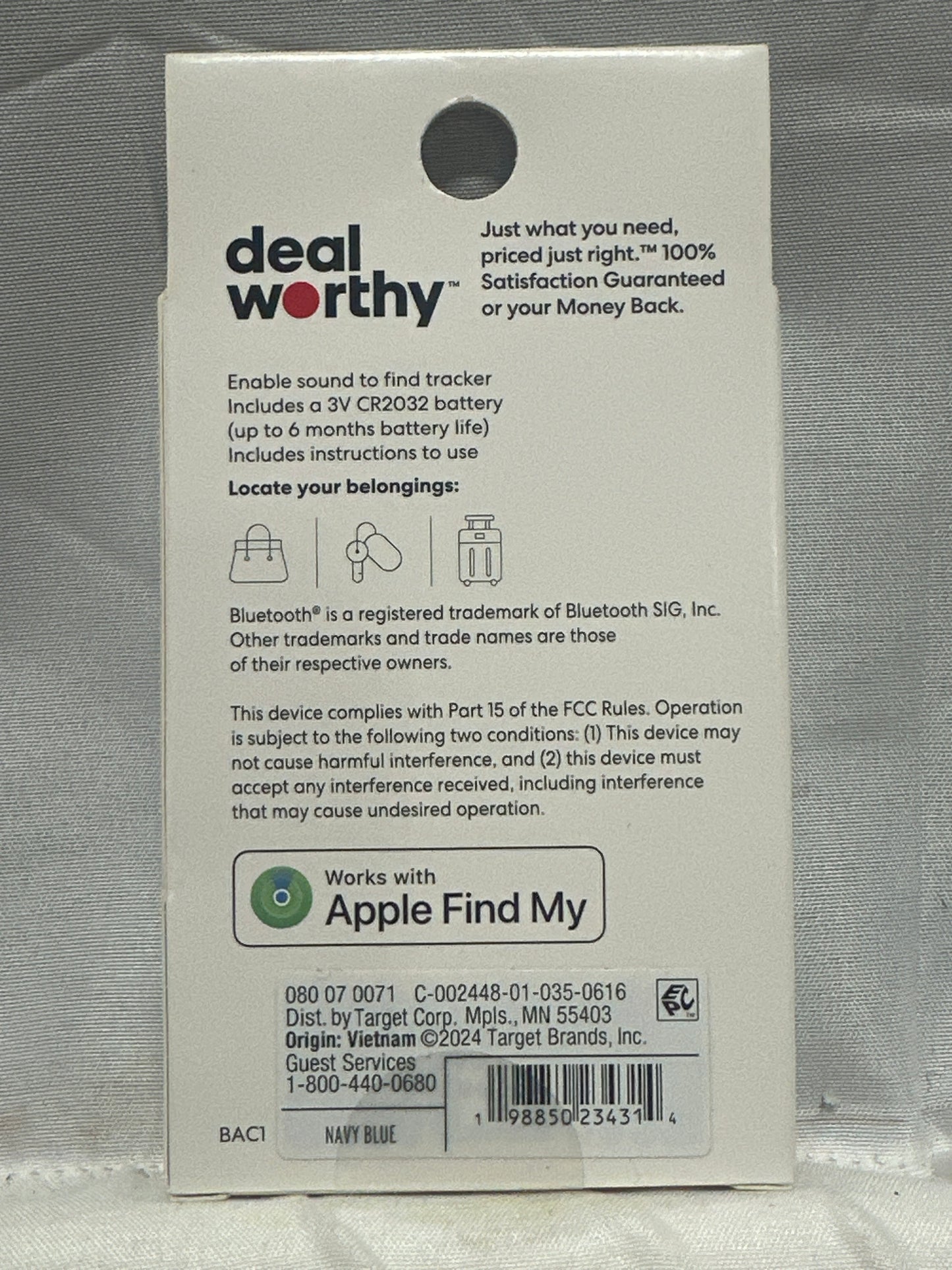 Dealworthy Apple Find My Bluetooth Item Locator Tracker Navy Blue