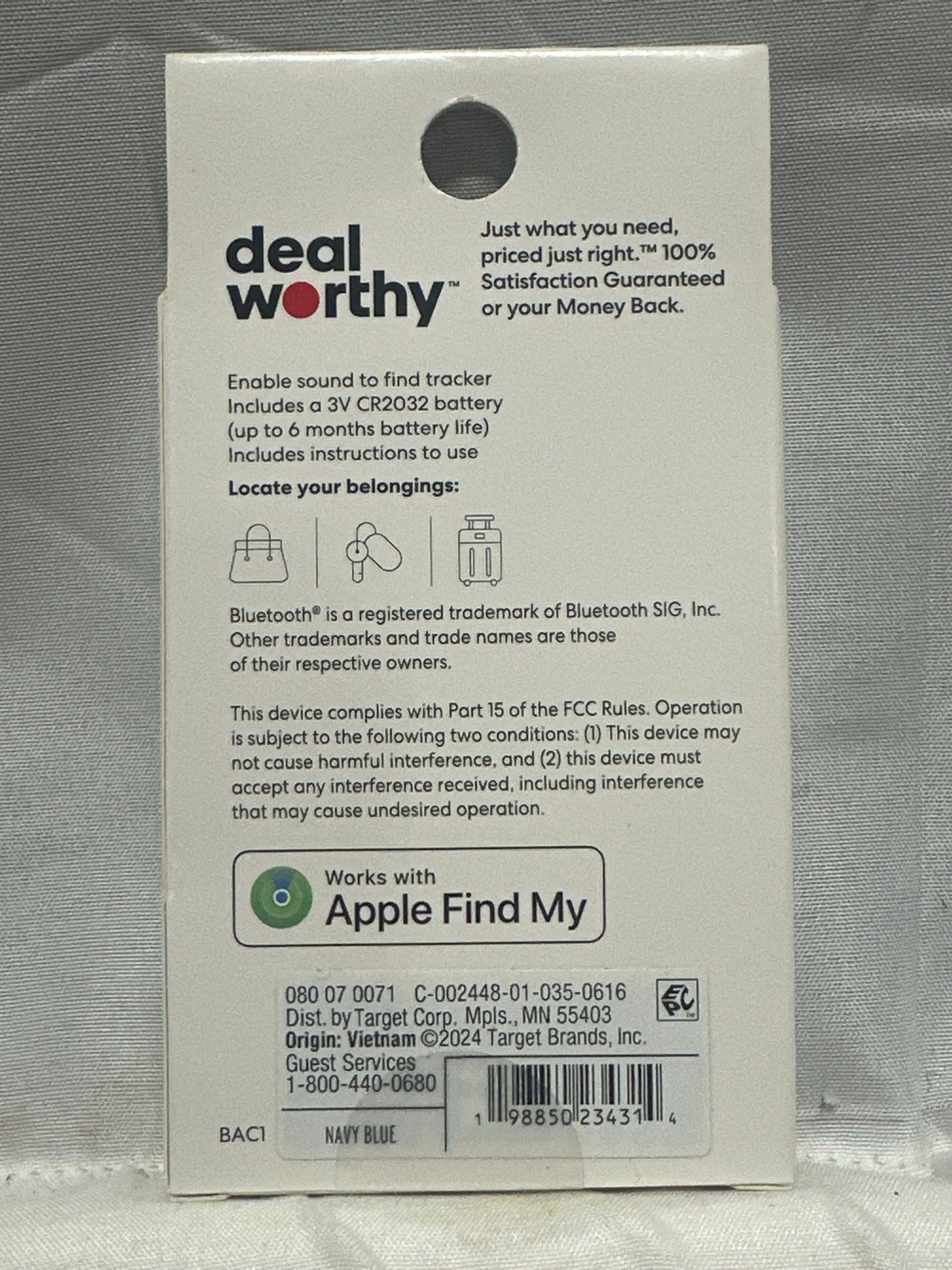 Dealworthy Apple Find My Bluetooth Item Locator Tracker Navy Blue