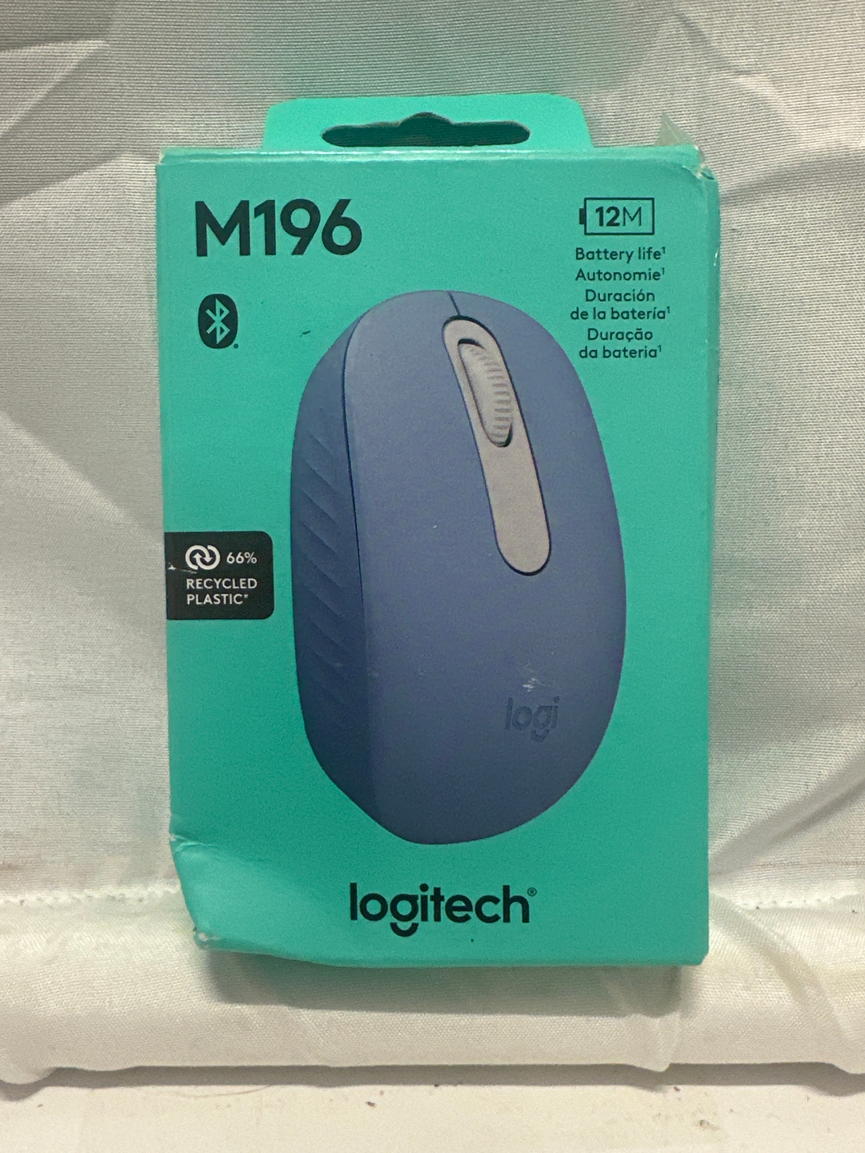 Logitech M196 Bluetooth Wireless Mouse Blue 12-Month Battery