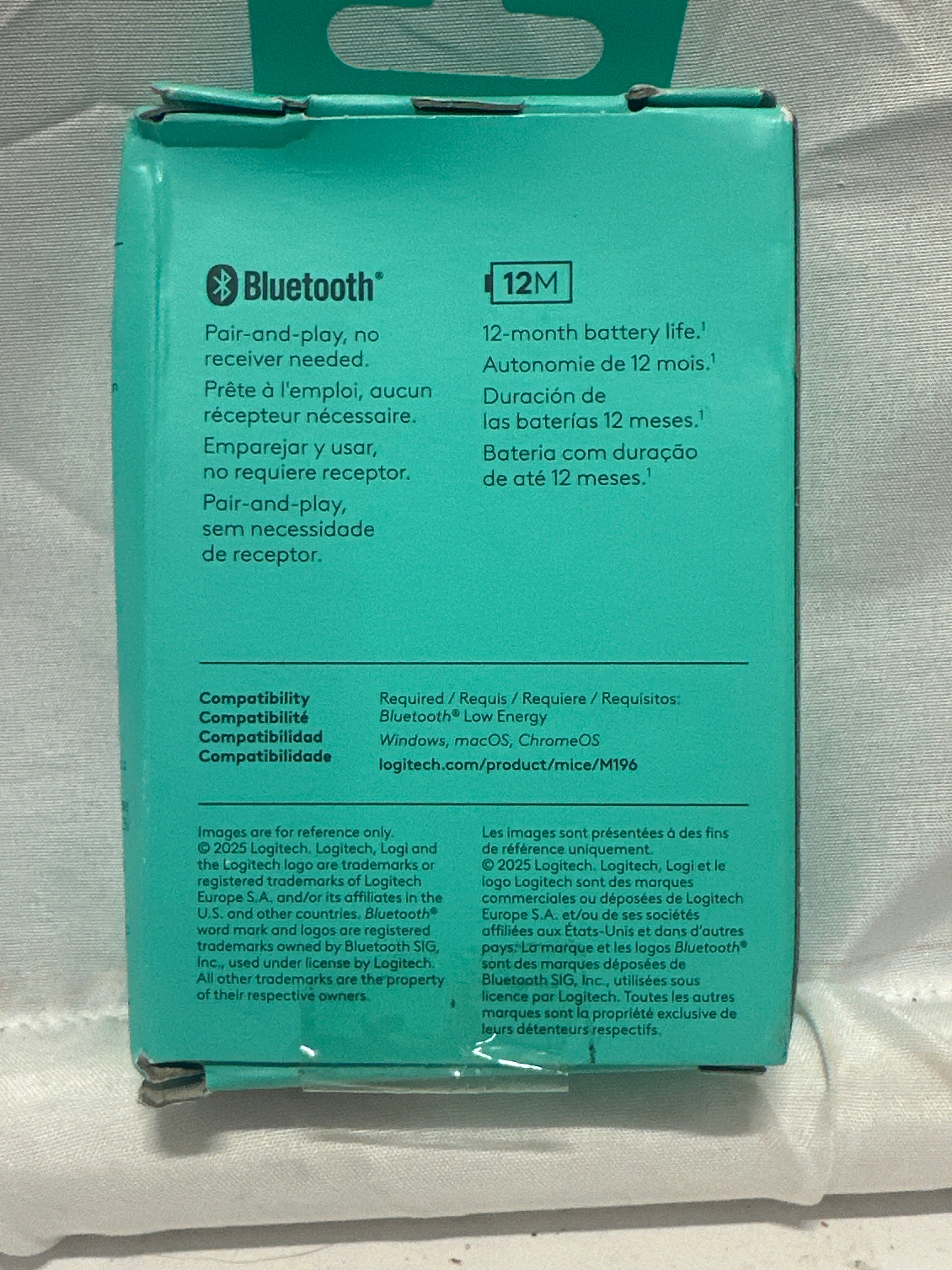Logitech M196 Bluetooth Wireless Mouse Blue 12-Month Battery