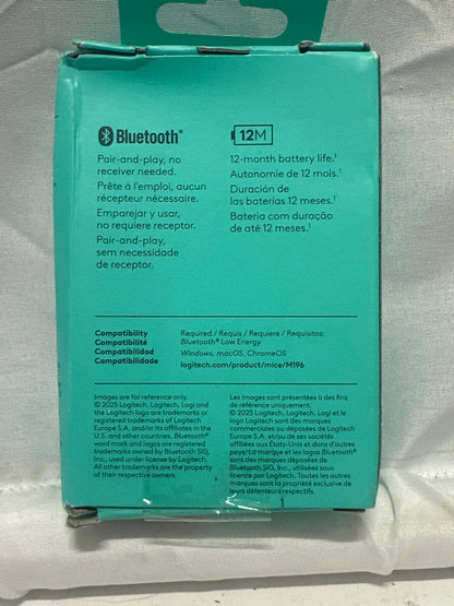 Logitech M196 Bluetooth Wireless Mouse Blue 12-Month Battery