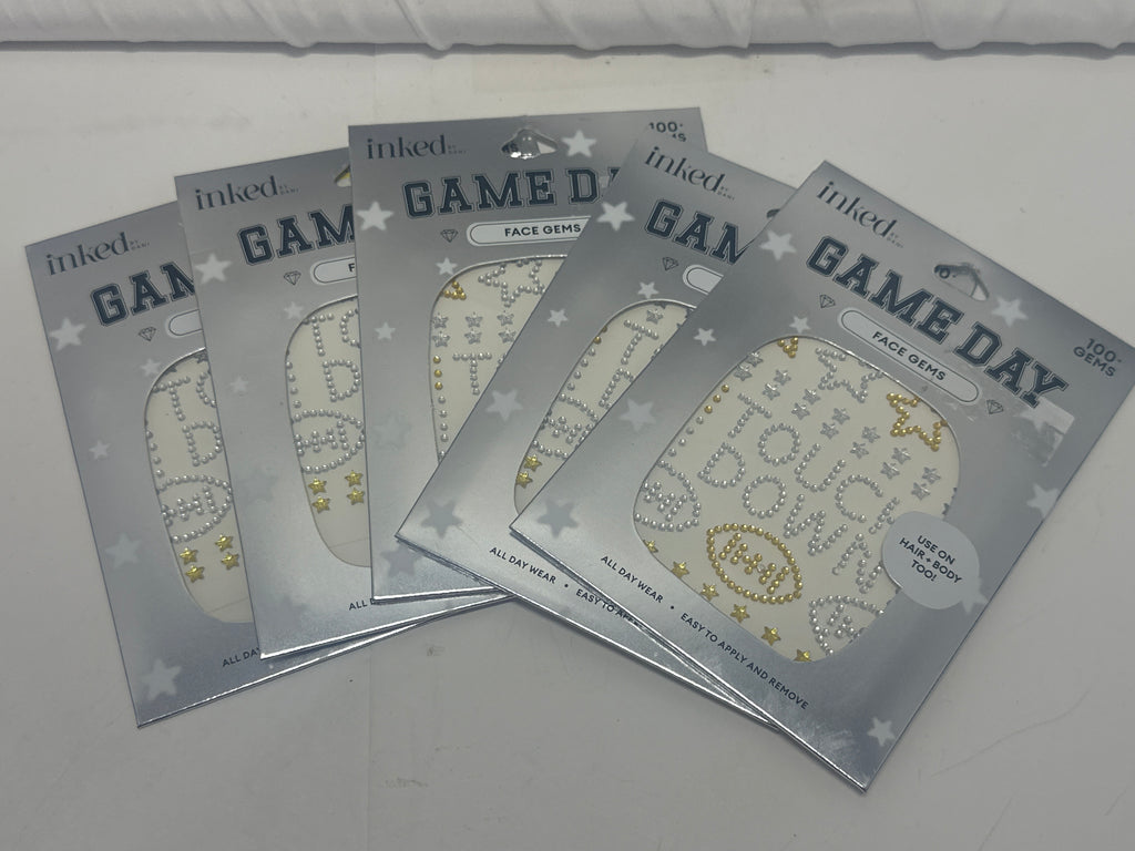 Inked by Dani Game Day Touch Down Face Gems Rhinestone Stickers Football (5 PACK)