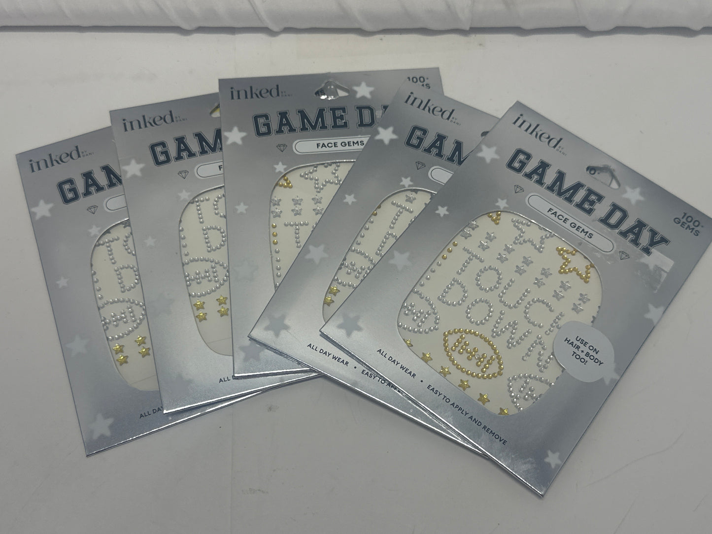 Inked by Dani Game Day Touch Down Face Gems Rhinestone Stickers Football (5 PACK)