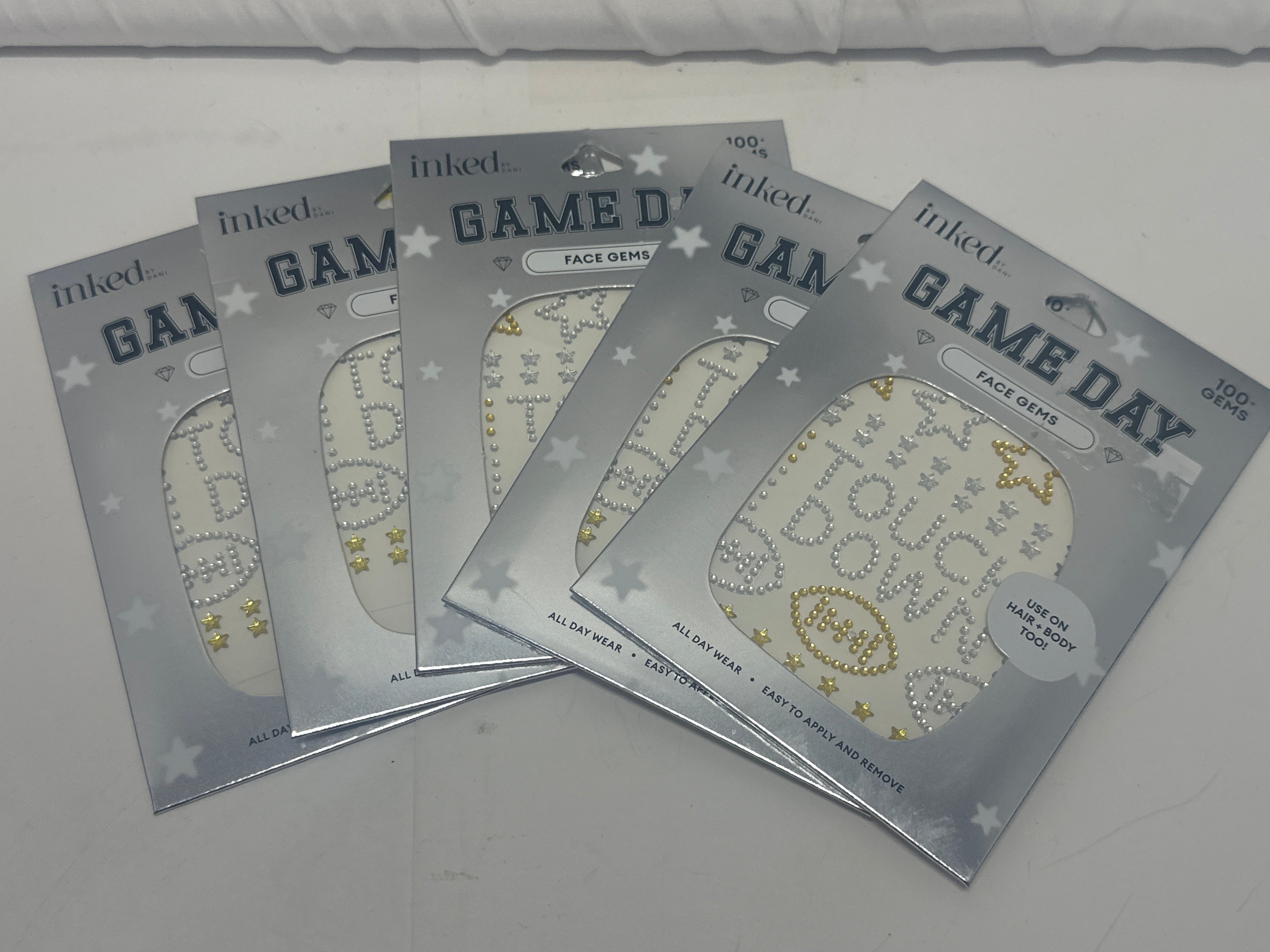 Inked by Dani Game Day Touch Down Face Gems Rhinestone Stickers Football (5 PACK)