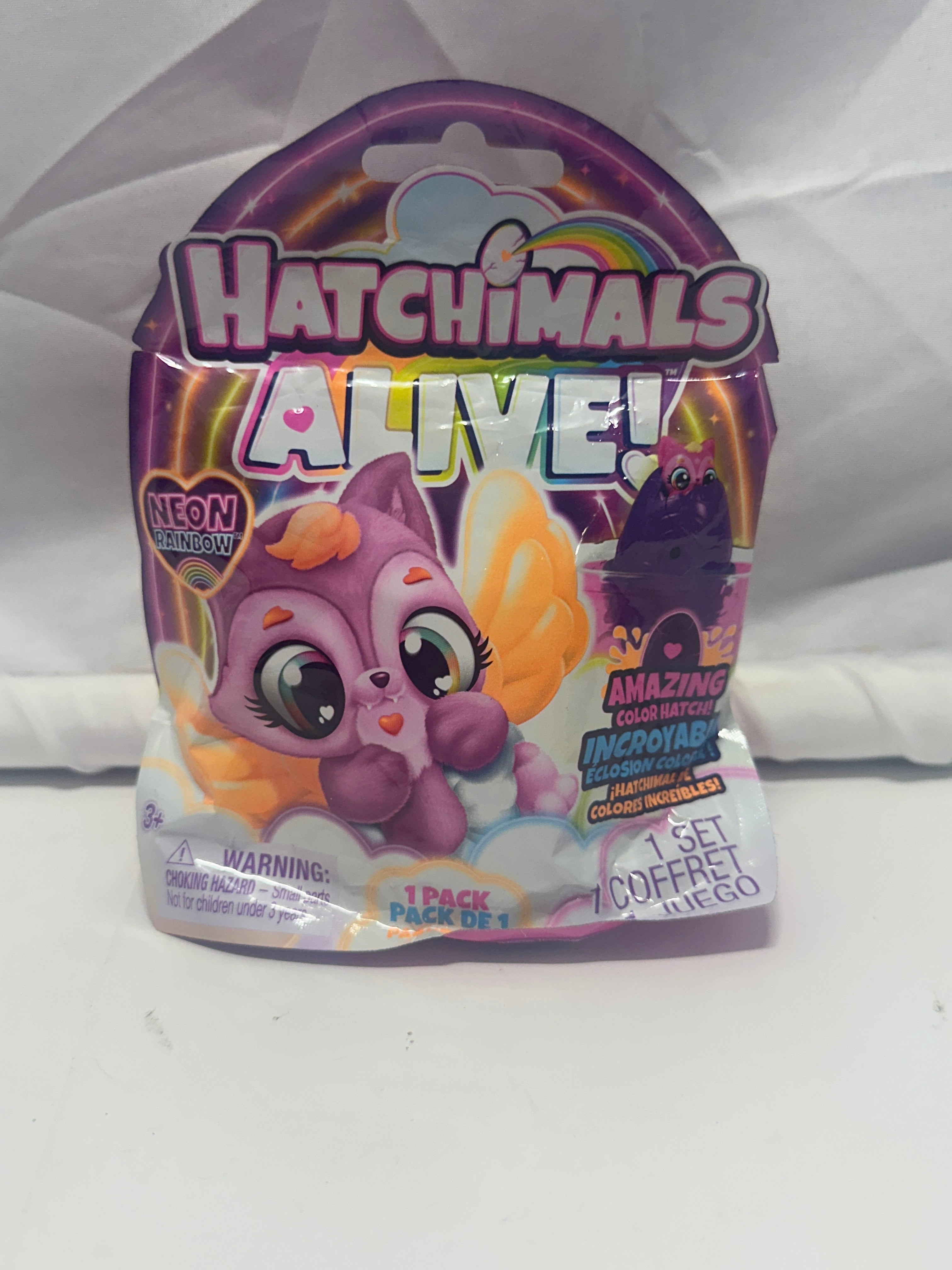 Hatchimals Alive Neon Rainbow Amazing Color Hatch Surprise Figure 1 Pack