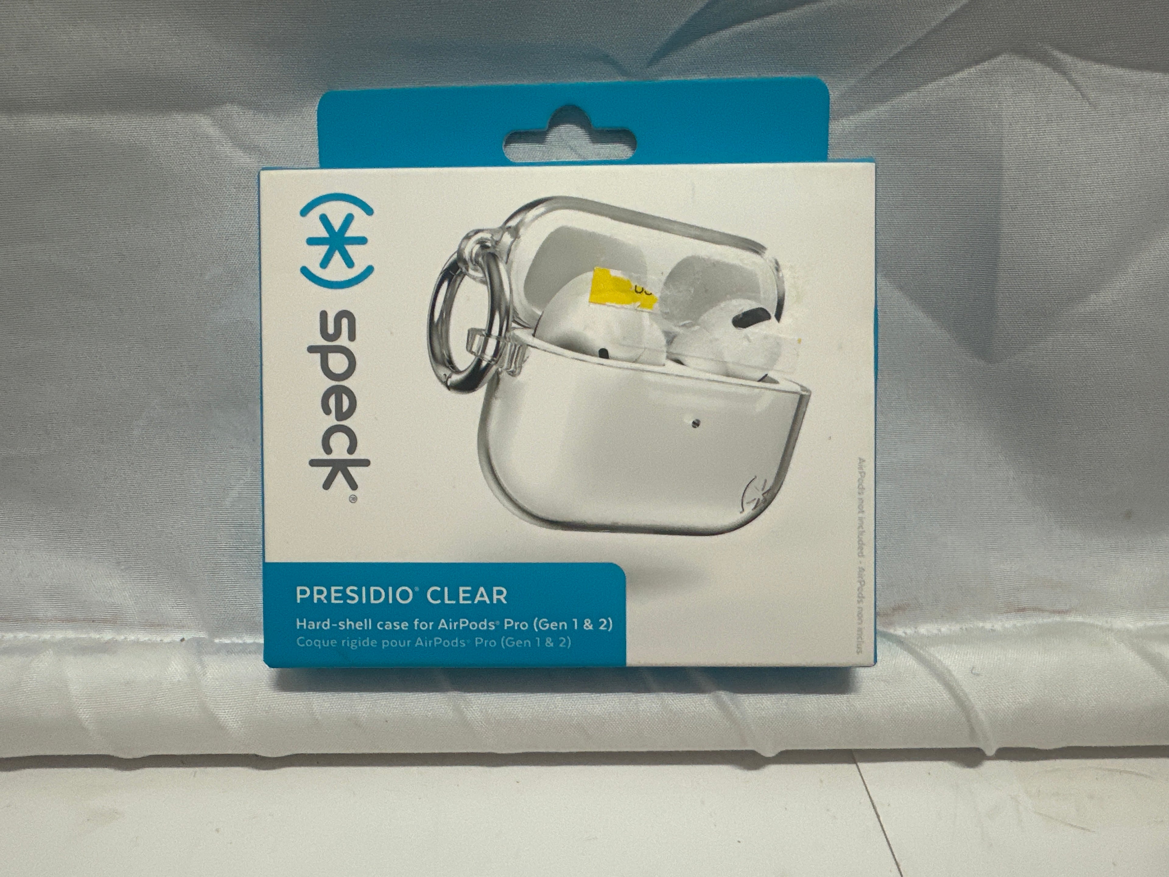 Speck Presidio Clear AirPods Pro Gen 1 & 2 Hard Shell Case Clear w/ Carabiner
