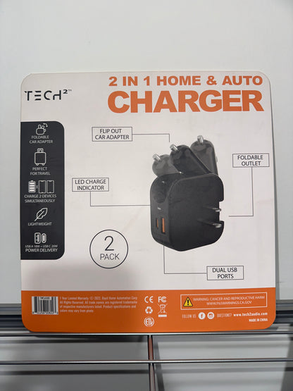 Tech Squared Fast Charge 20W – USB-A & USB-C Wall Chargers (2-Pack)