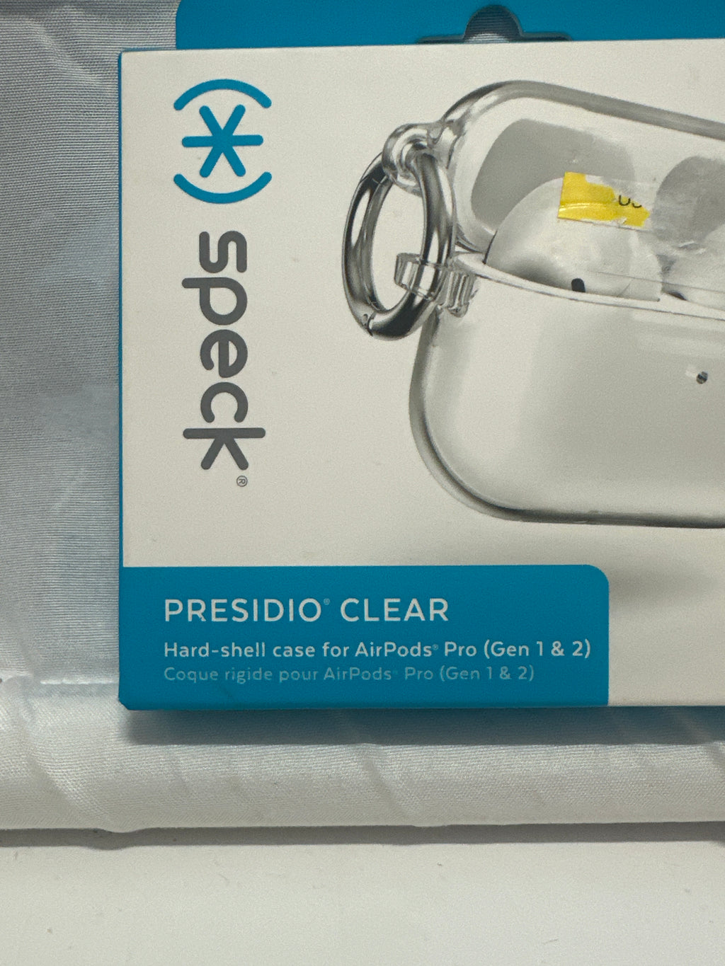 Speck Presidio Clear AirPods Pro Gen 1 & 2 Hard Shell Case Clear w/ Carabiner