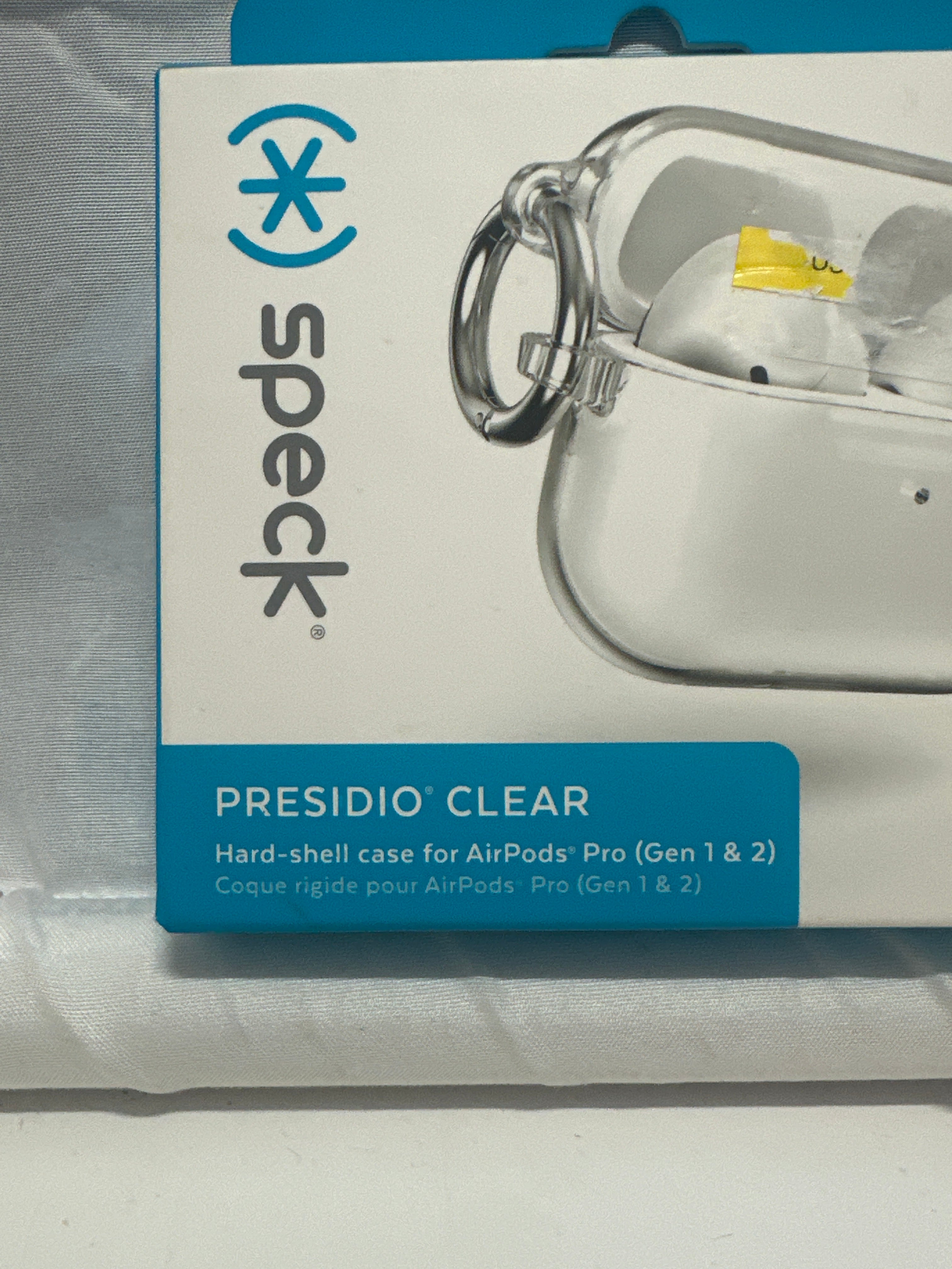 Speck Presidio Clear AirPods Pro Gen 1 & 2 Hard Shell Case Clear w/ Carabiner