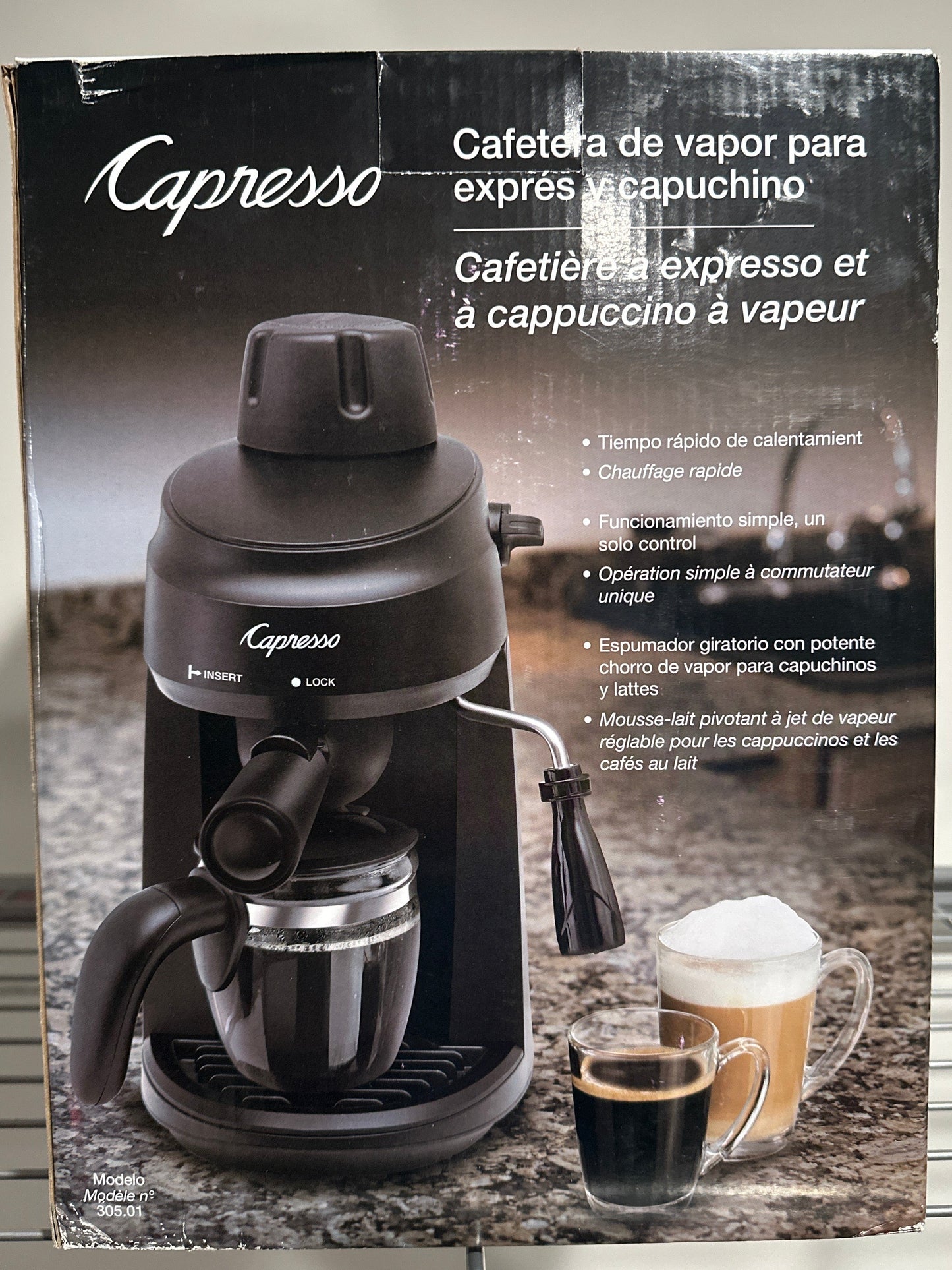 Capresso Steam PRO 4-Cup Espresso and Cappuccino Machine Model 305.01