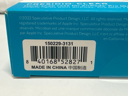 Speck Presidio Clear AirPods Pro Gen 1 & 2 Hard Shell Case Clear w/ Carabiner