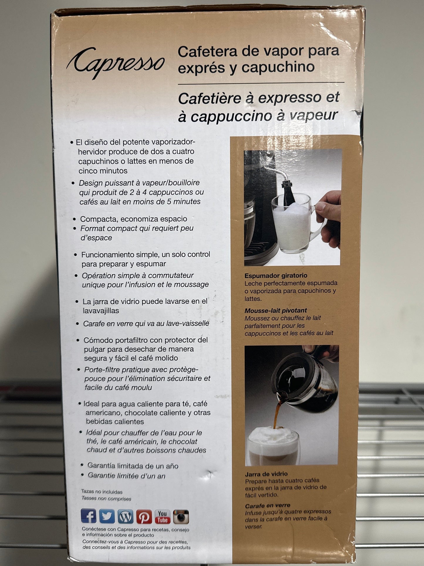 Capresso Steam PRO 4-Cup Espresso and Cappuccino Machine Model 305.01