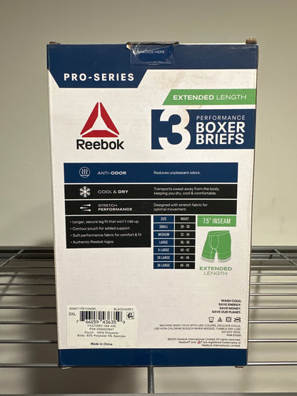 Reebok Men’s Pro Series Performance Boxer Briefs – 3-Pack 3XL