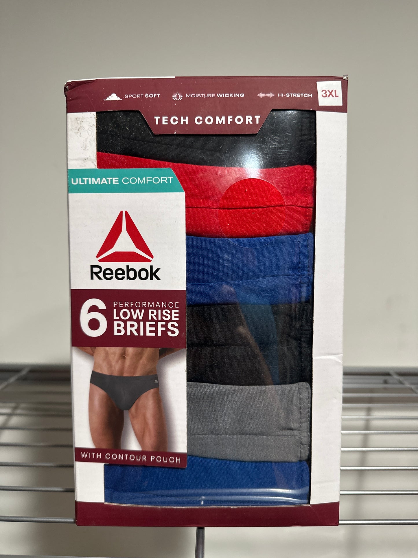 Reebok Men’s Underwear Tech Comfort Performance Low Rise Briefs, 6-Pack-3XL
