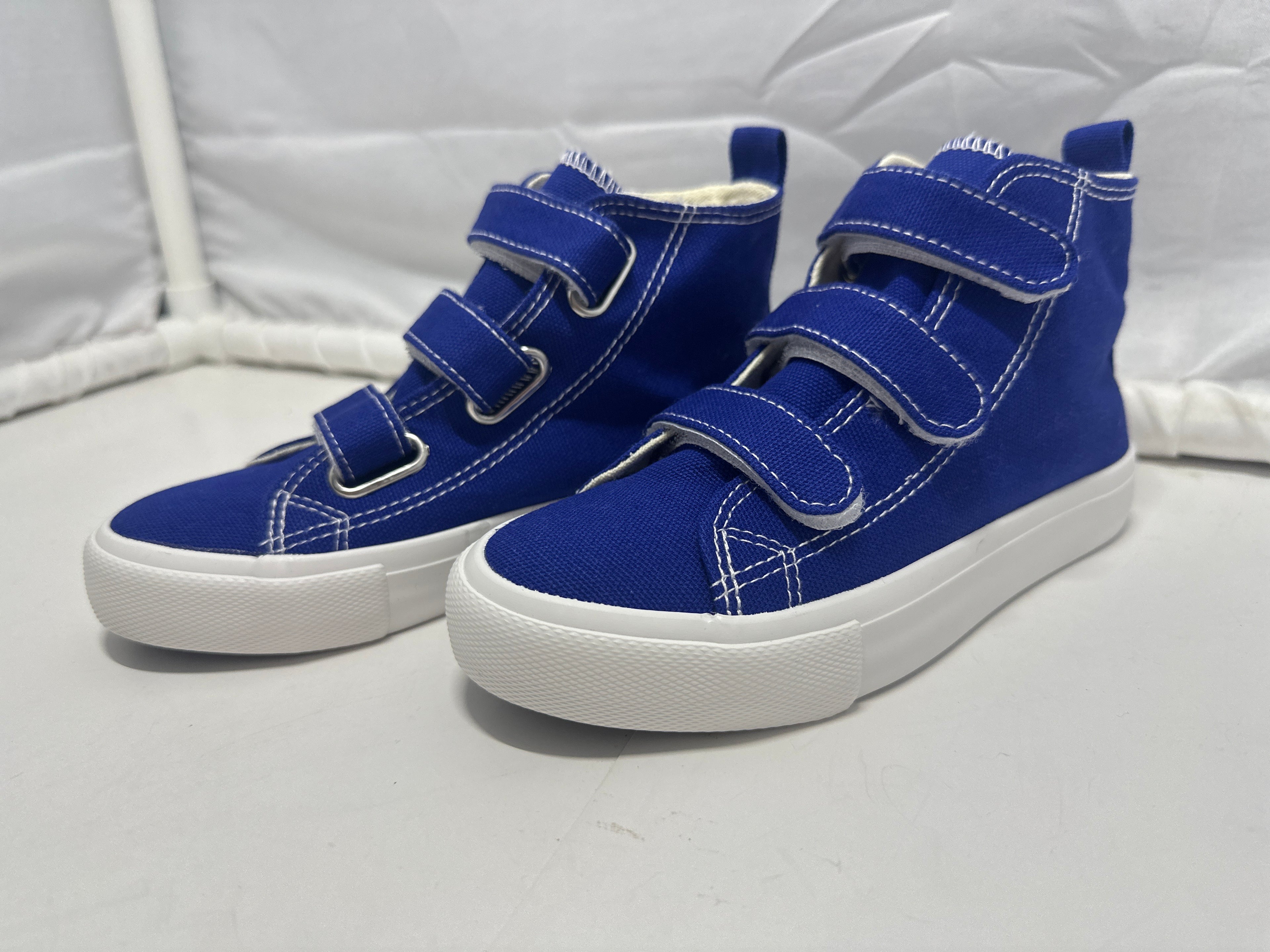 OPOEE Kids Canvas Sneakers Hook & Loop Shoes Blue US 1-5 (EU 32-37)