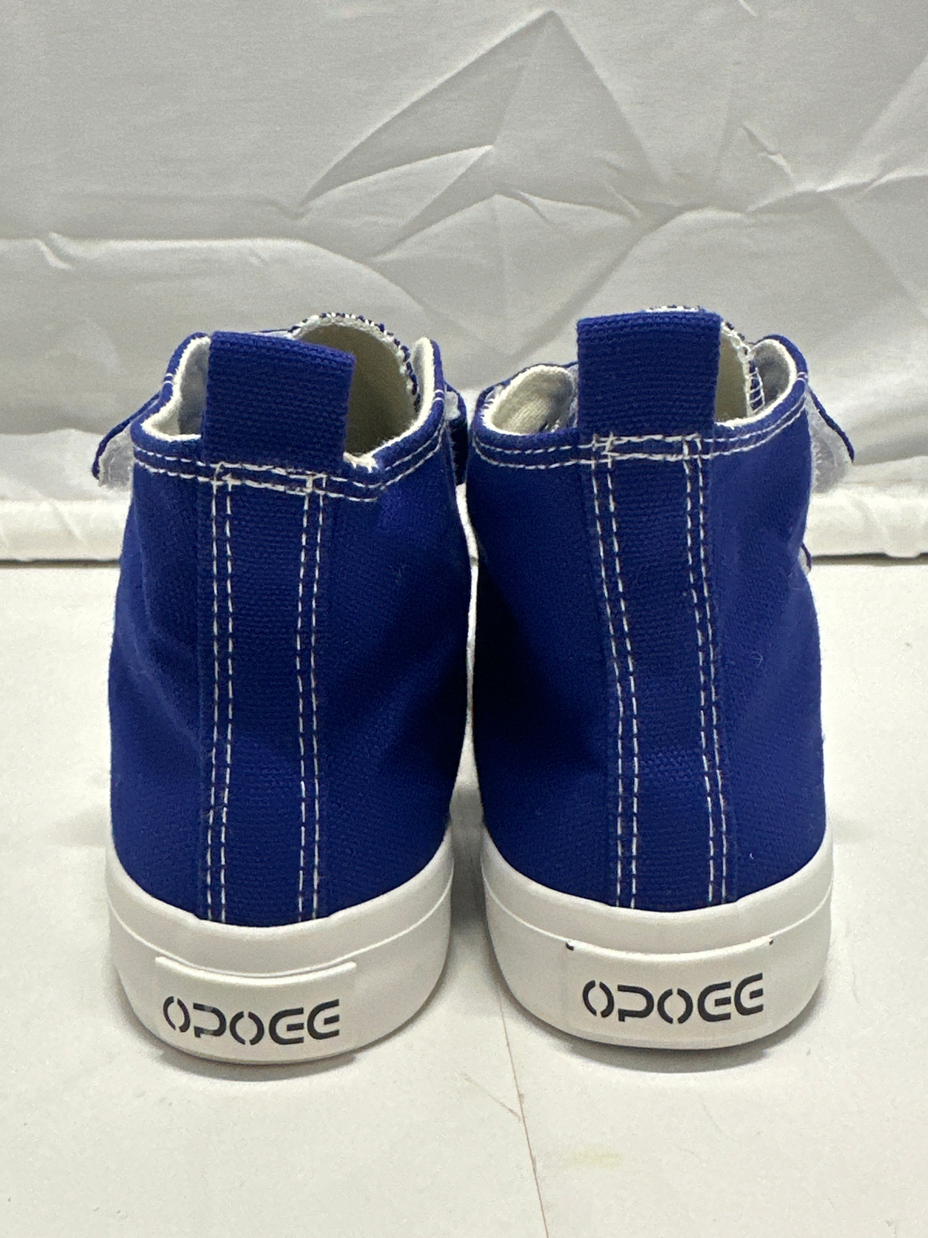 OPOEE Kids Canvas Sneakers Hook & Loop Shoes Blue US 1-5 (EU 32-37)