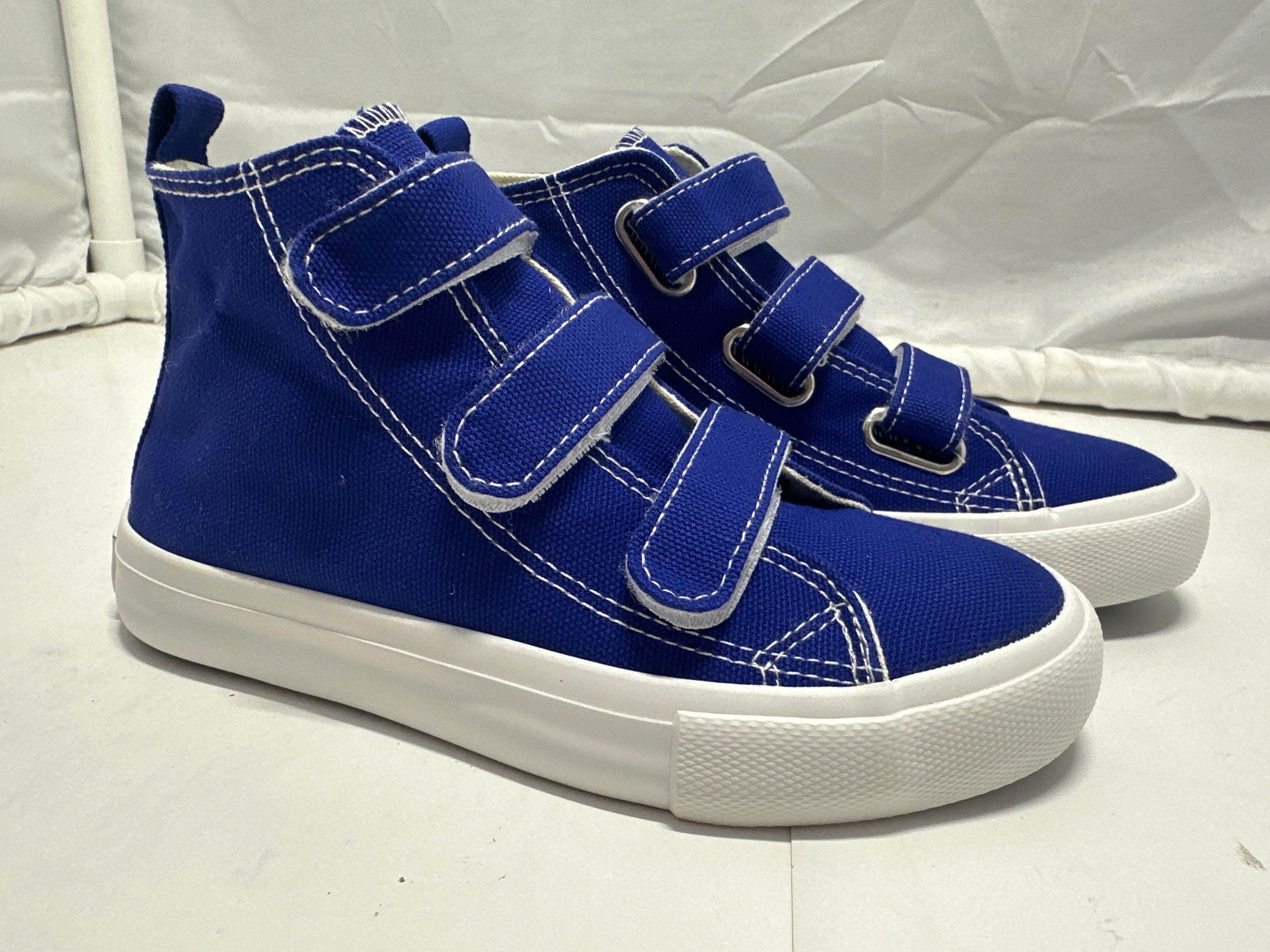 OPOEE Kids Canvas Sneakers Hook & Loop Shoes Blue US 1-5 (EU 32-37)