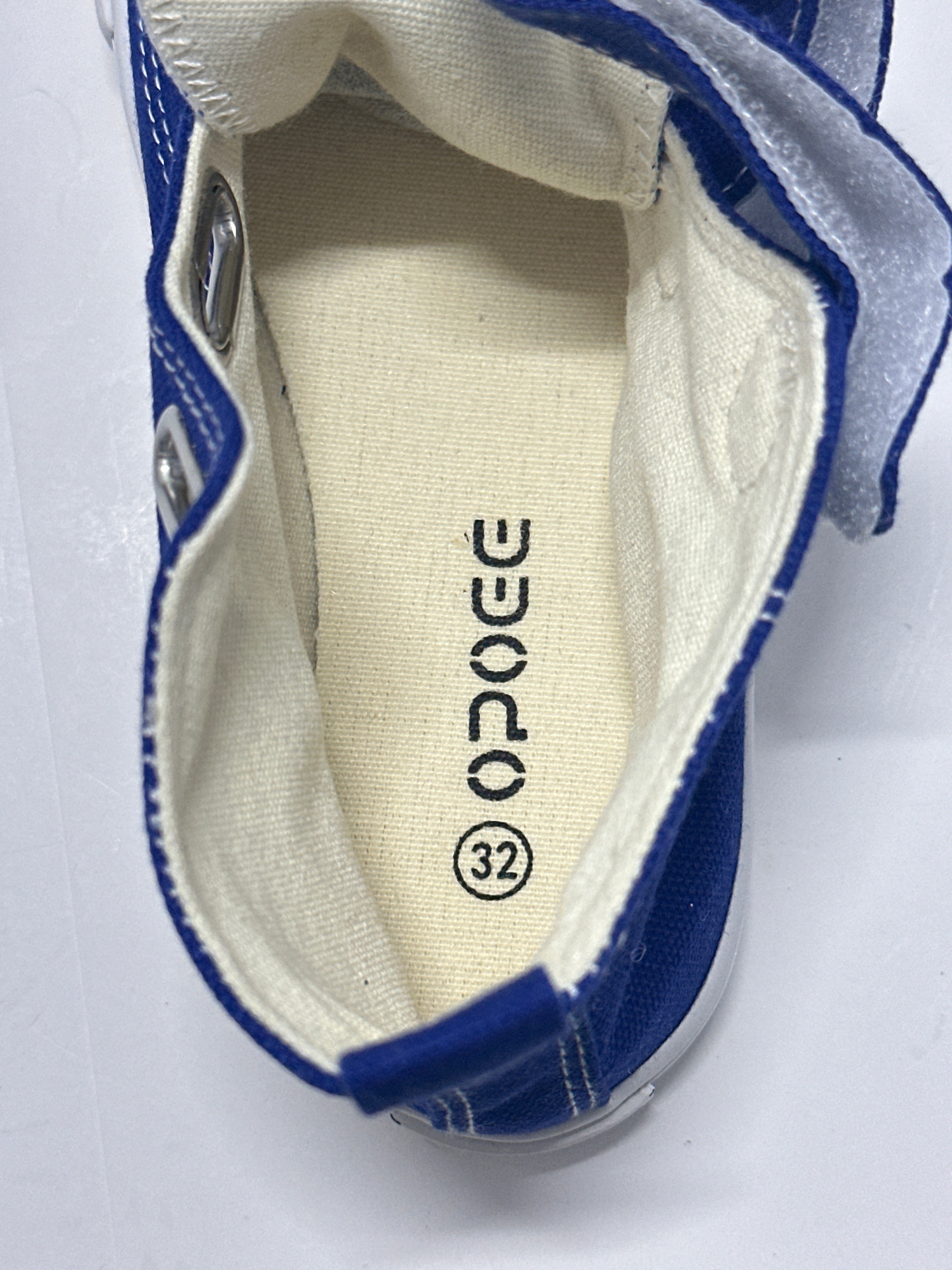 OPOEE Kids Canvas Sneakers Hook & Loop Shoes Blue US 1-5 (EU 32-37)
