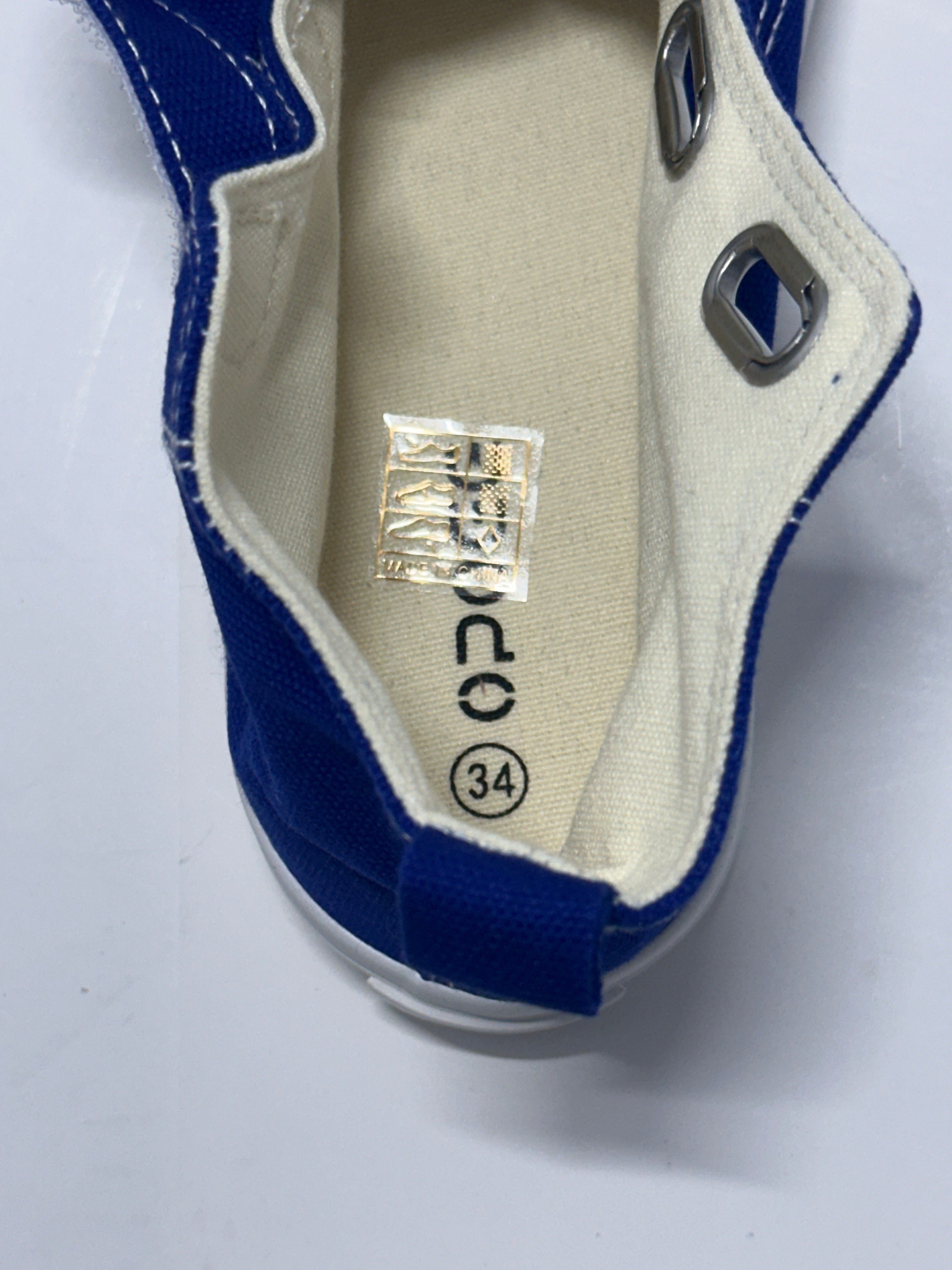 OPOEE Kids Canvas Sneakers Hook & Loop Shoes Blue US 1-5 (EU 32-37)