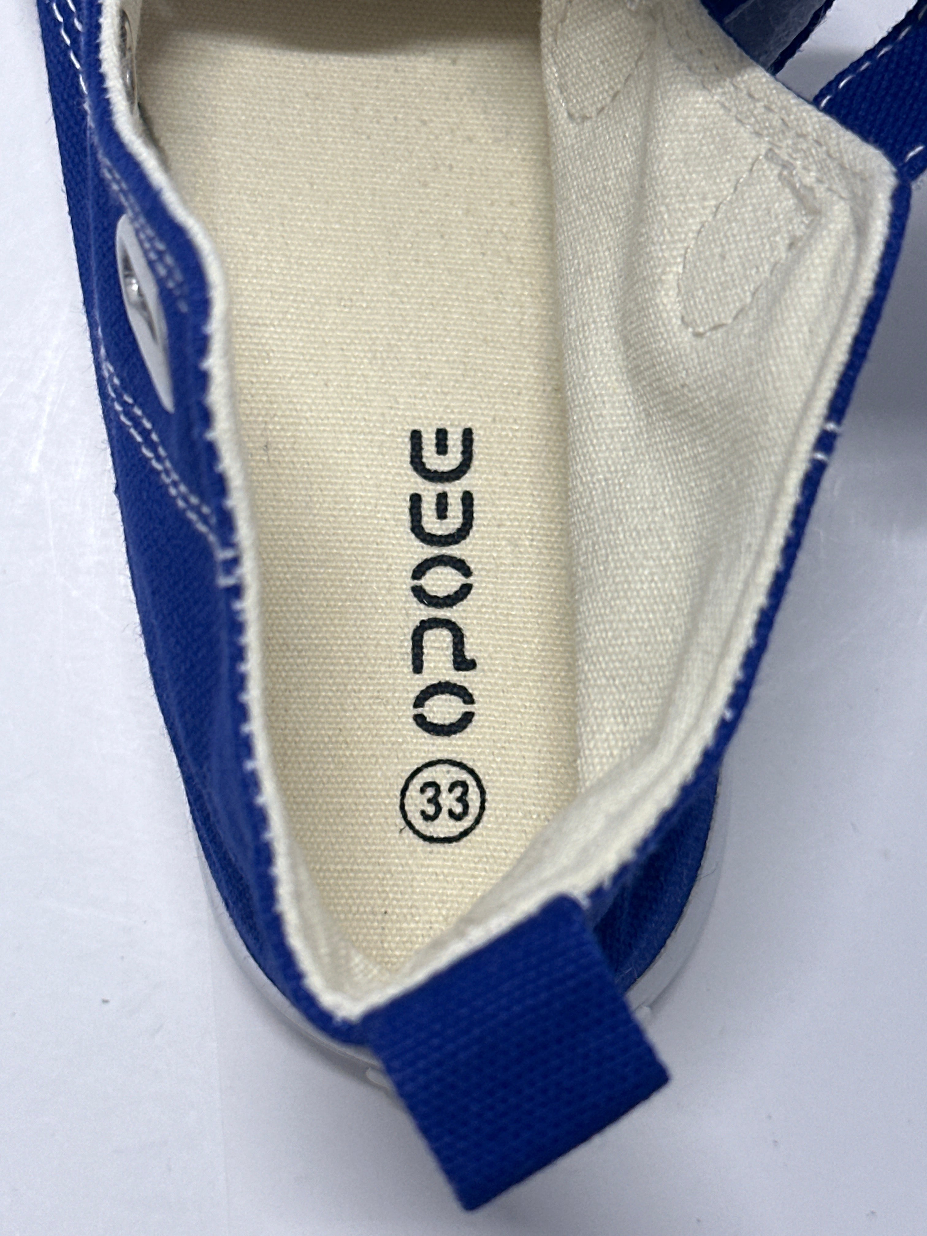 OPOEE Kids Canvas Sneakers Hook & Loop Shoes Blue US 1-5 (EU 32-37)
