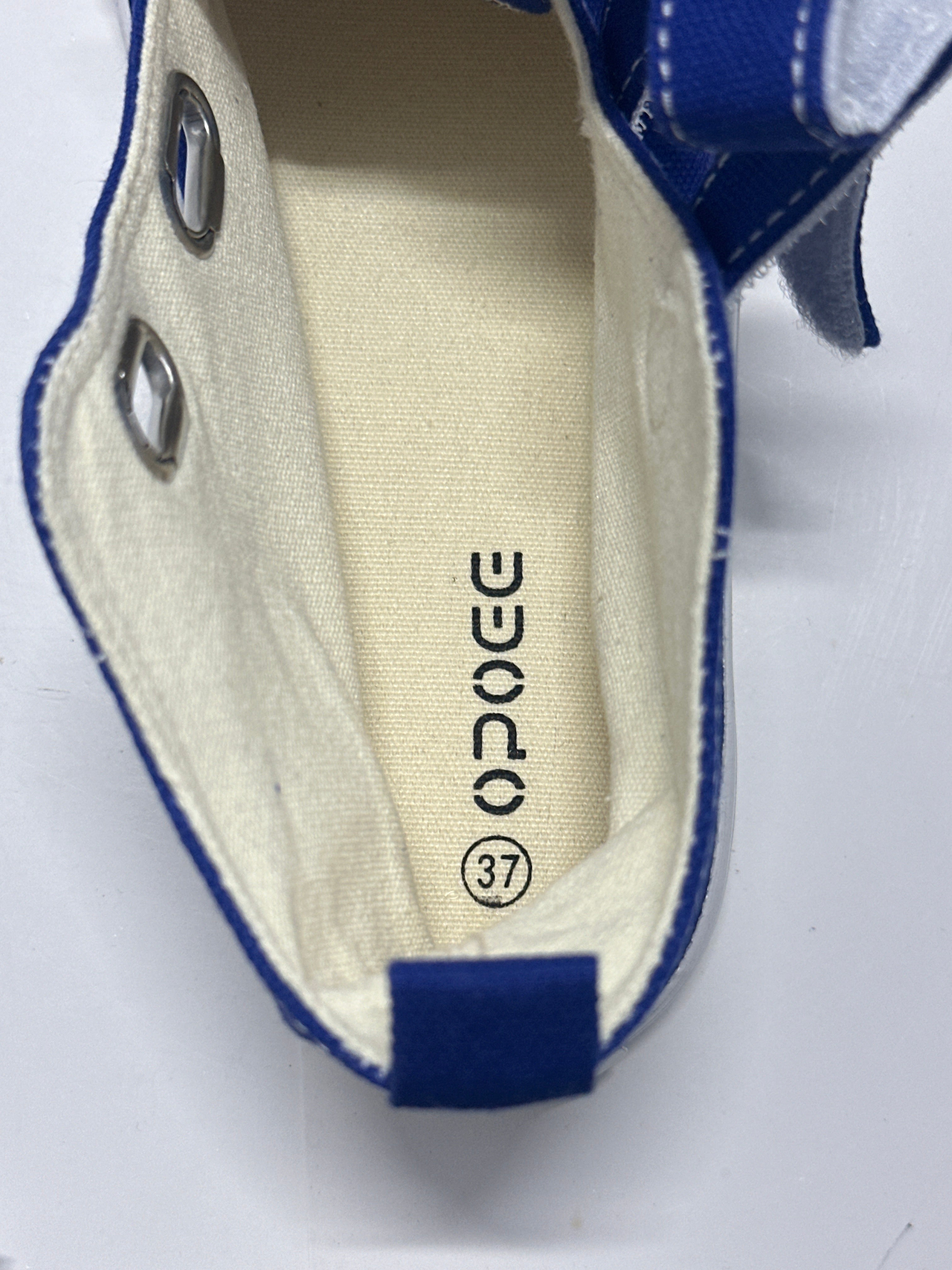 OPOEE Kids Canvas Sneakers Hook & Loop Shoes Blue US 1-5 (EU 32-37)