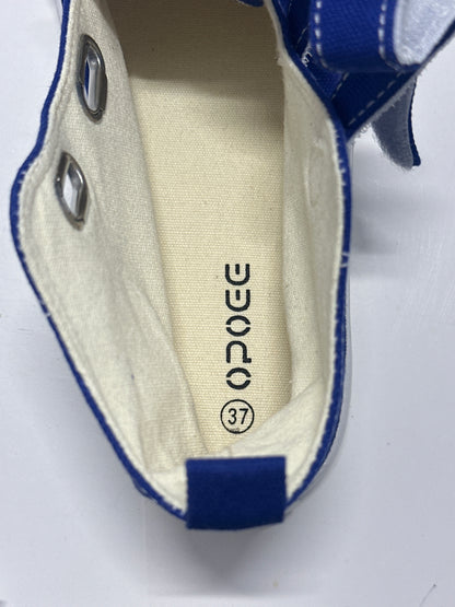 OPOEE Kids Canvas Sneakers Hook & Loop Shoes Blue US 1-5 (EU 32-37)