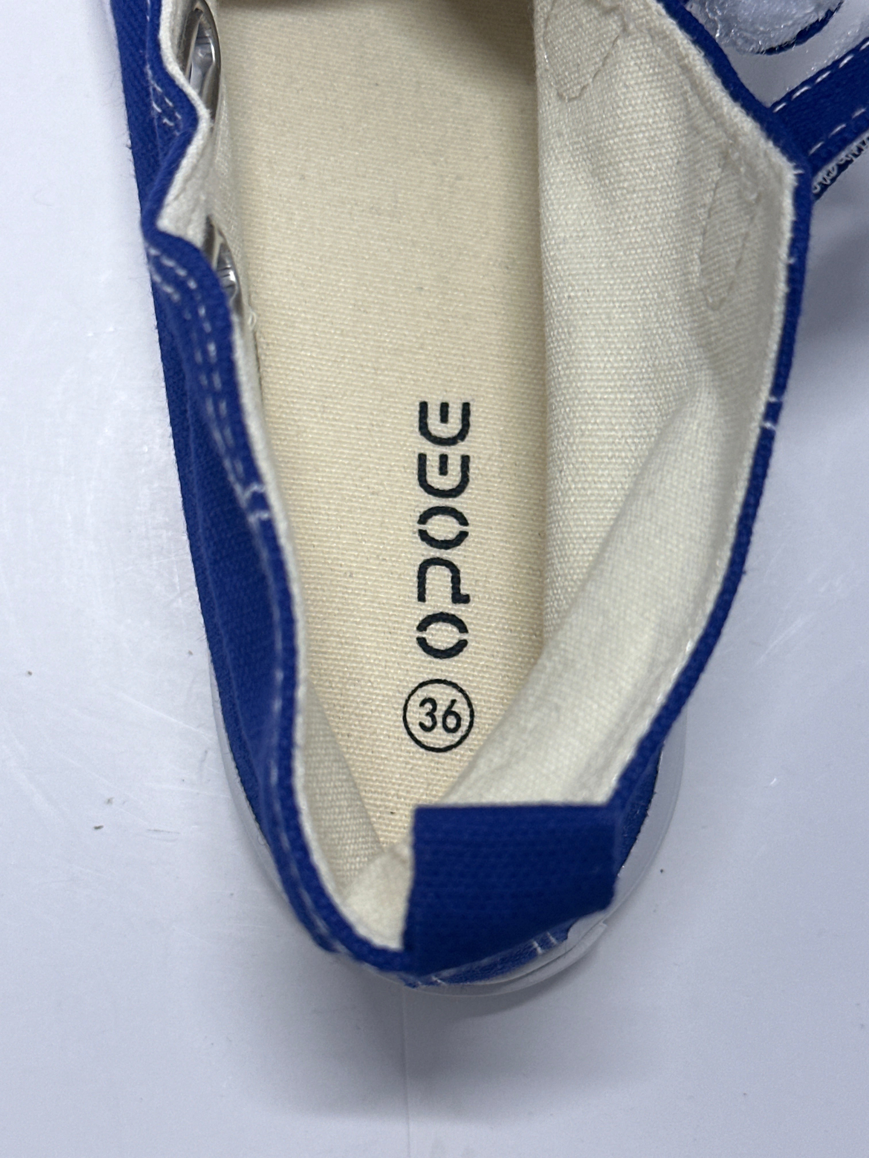 OPOEE Kids Canvas Sneakers Hook & Loop Shoes Blue US 1-5 (EU 32-37)