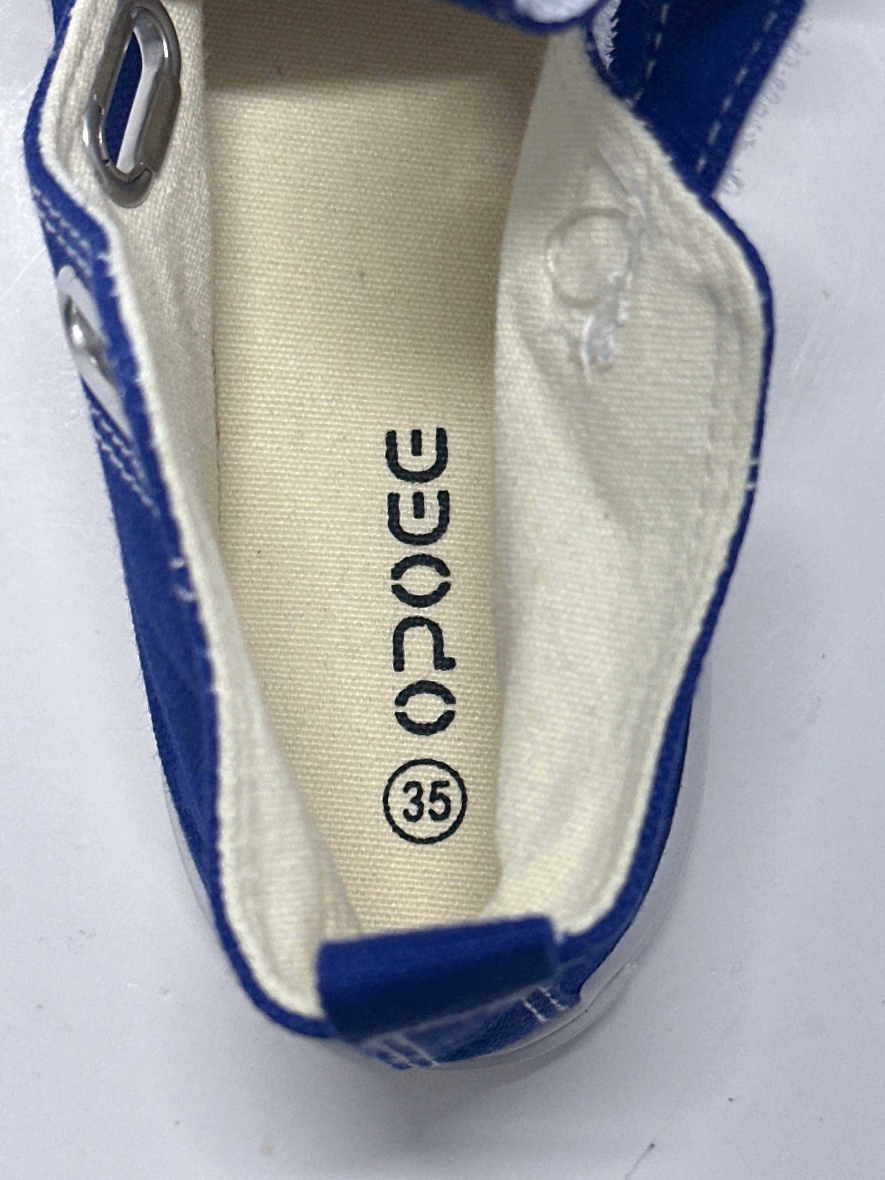 OPOEE Kids Canvas Sneakers Hook & Loop Shoes Blue US 1-5 (EU 32-37)