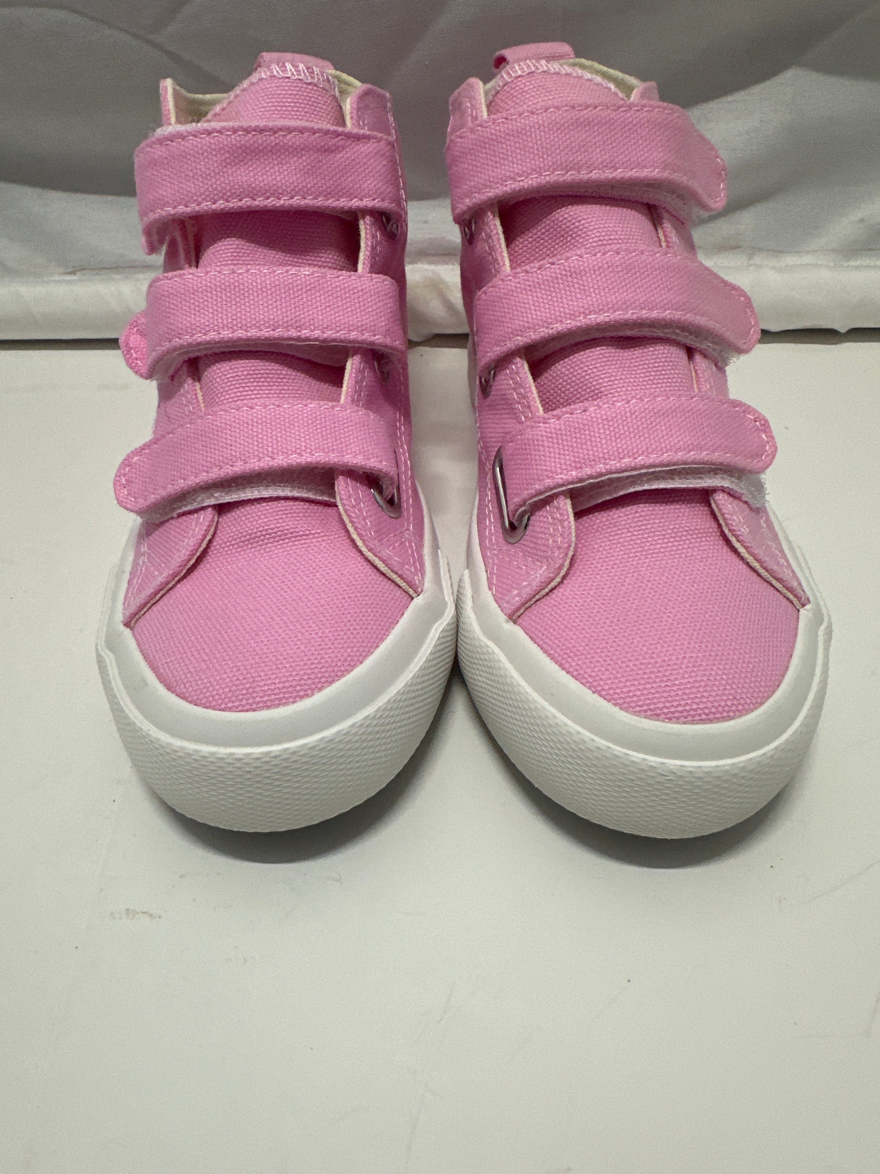 OPOEE Kids Canvas Sneakers Hook & Loop Shoes Pink US 1-3 (EU 32-34)