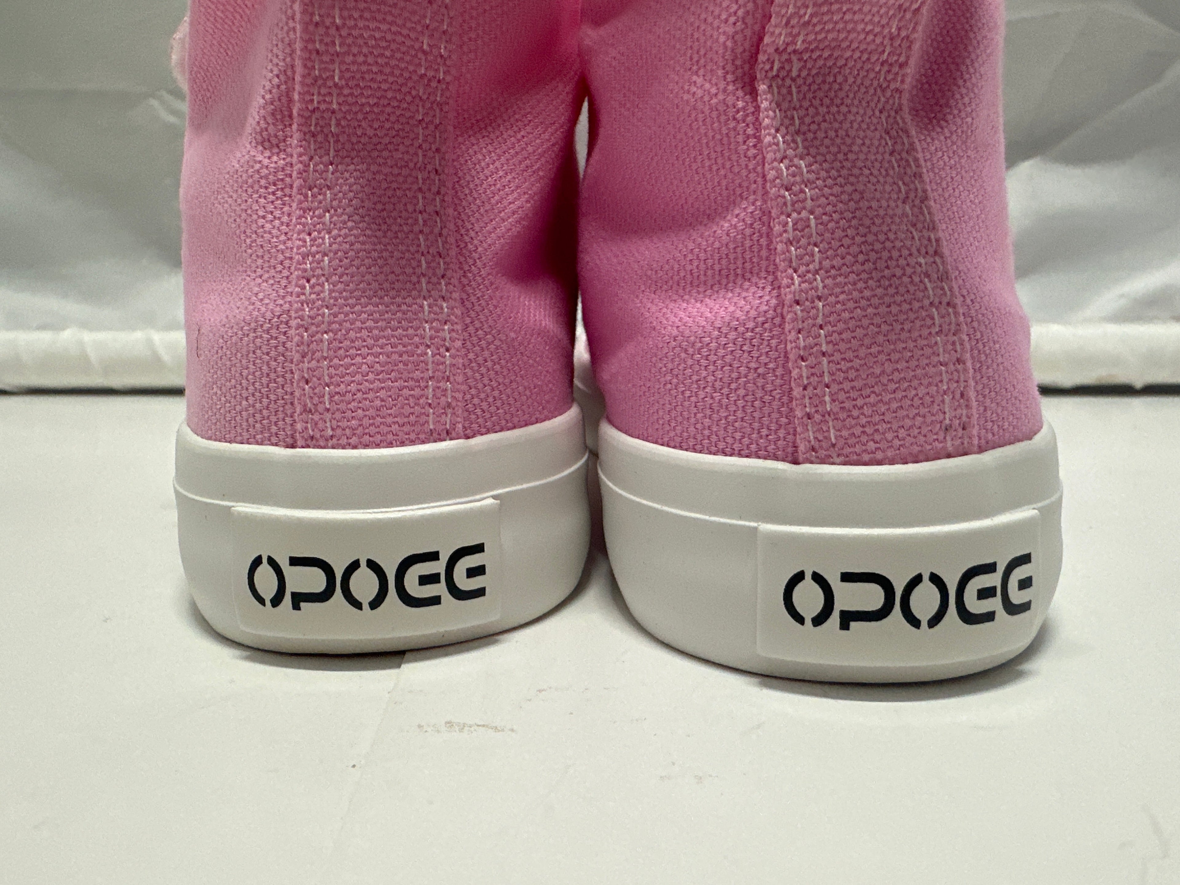 OPOEE Kids Canvas Sneakers Hook & Loop Shoes Pink US 1-3 (EU 32-34)