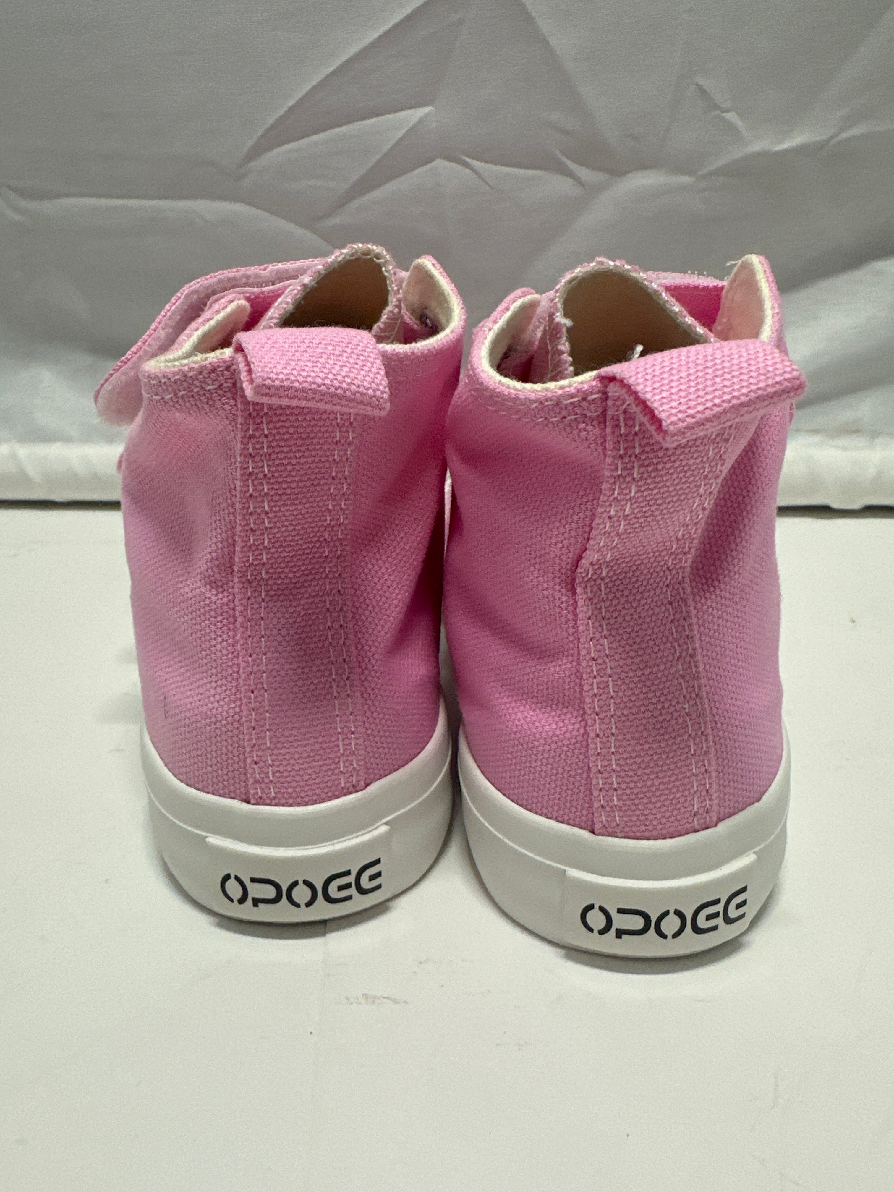 OPOEE Kids Canvas Sneakers Hook & Loop Shoes Pink US 1-3 (EU 32-34)