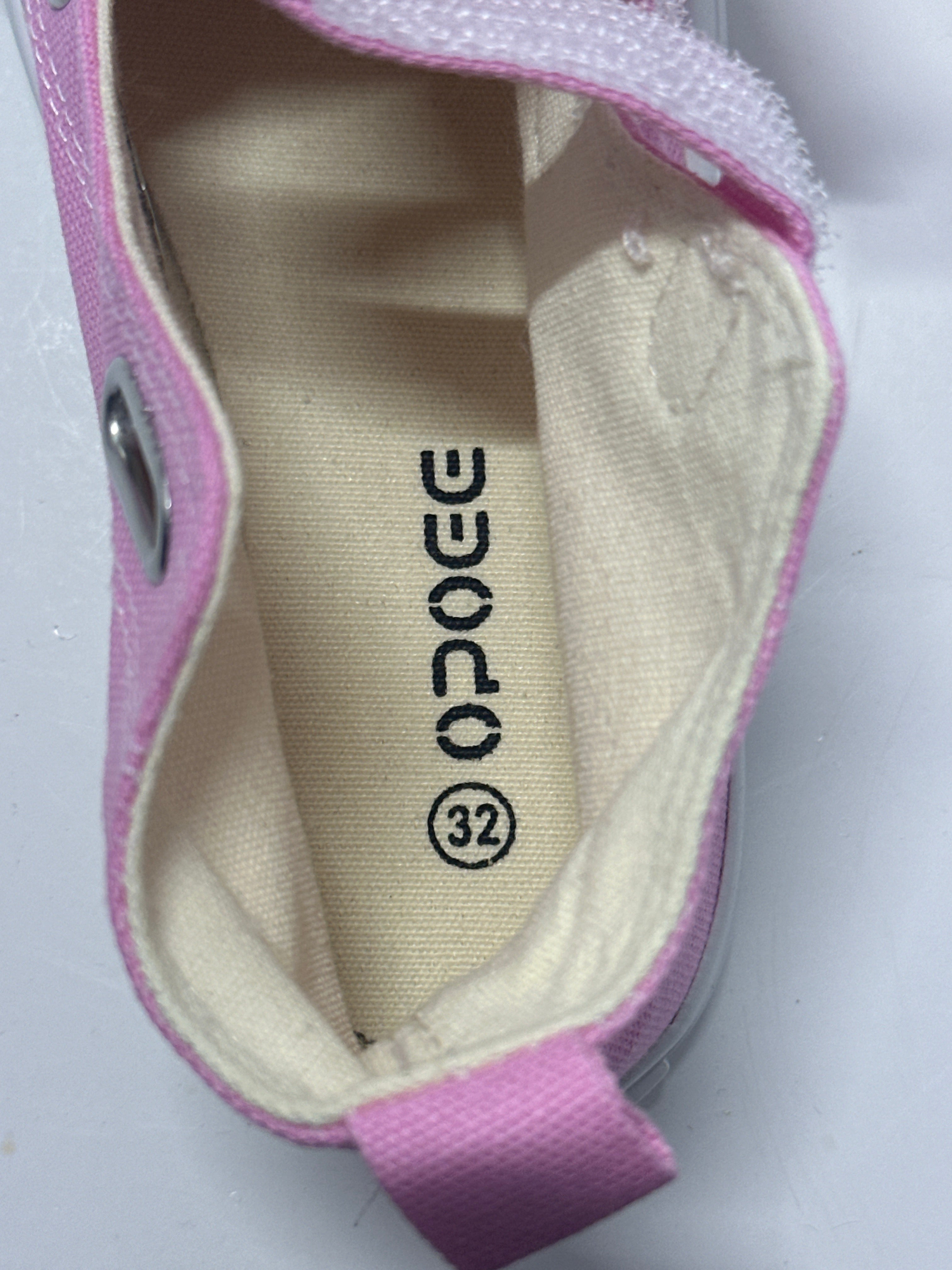 OPOEE Kids Canvas Sneakers Hook & Loop Shoes Pink US 1-3 (EU 32-34)
