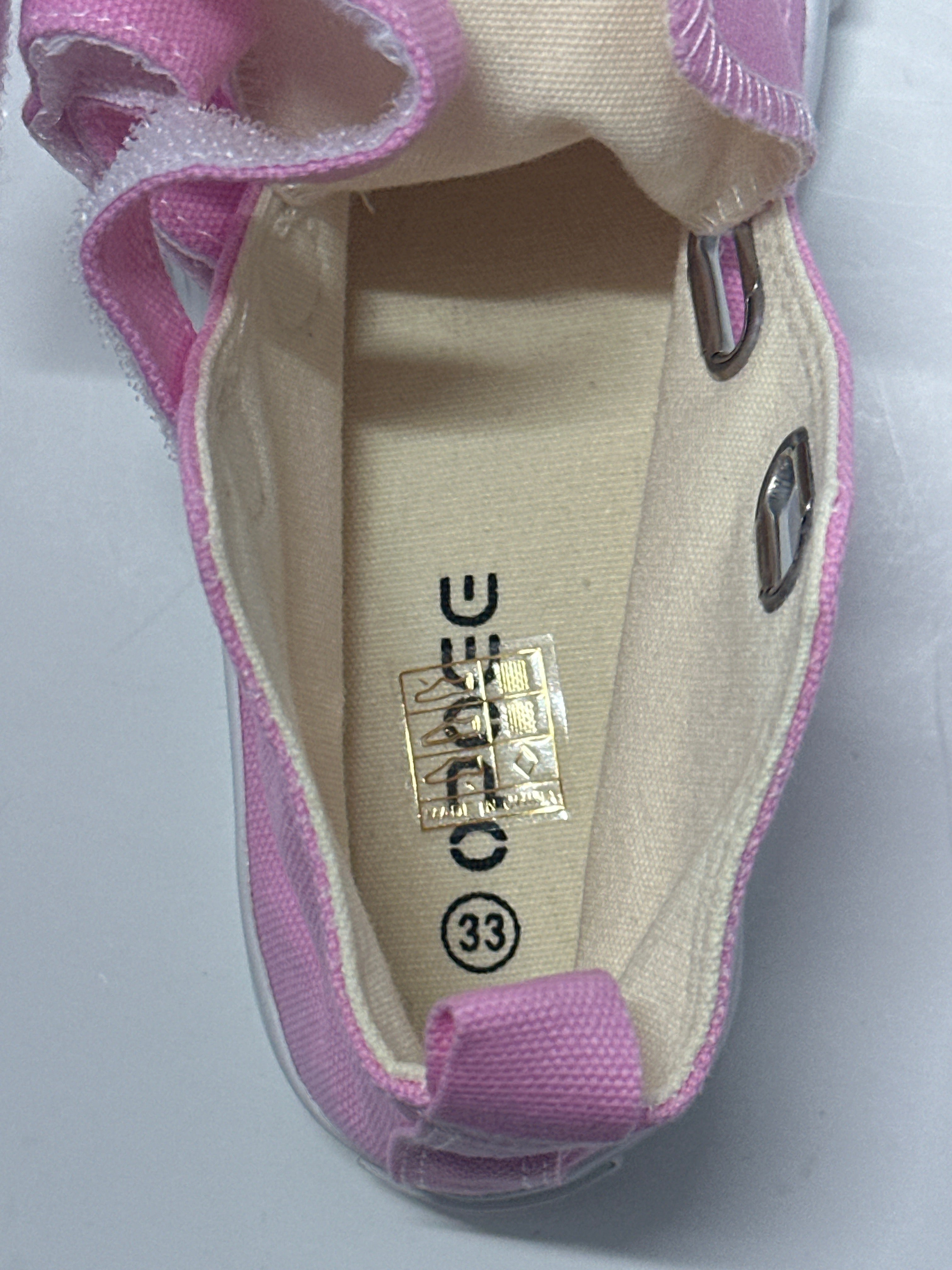 OPOEE Kids Canvas Sneakers Hook & Loop Shoes Pink US 1-3 (EU 32-34)