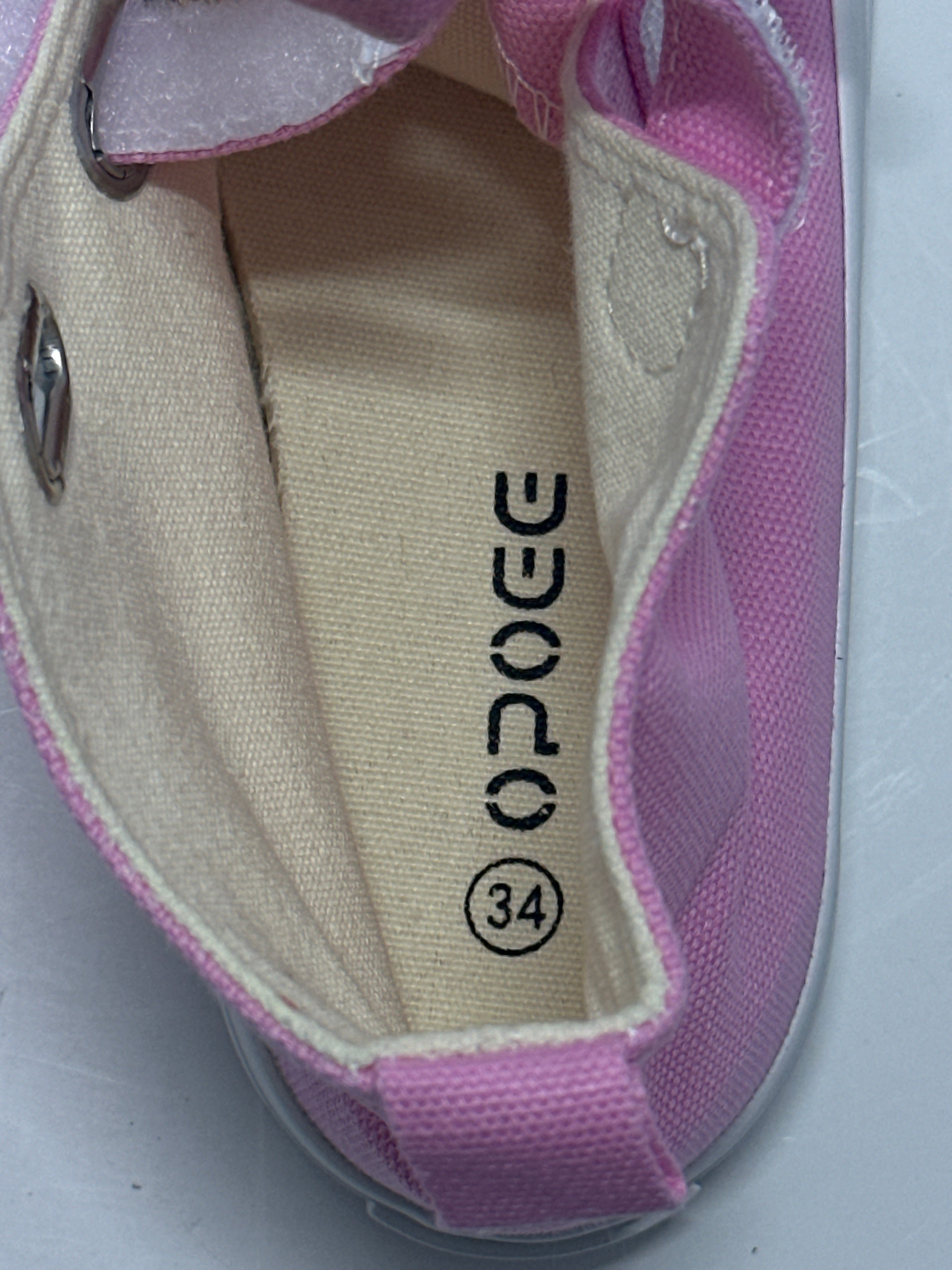 OPOEE Kids Canvas Sneakers Hook & Loop Shoes Pink US 1-3 (EU 32-34)