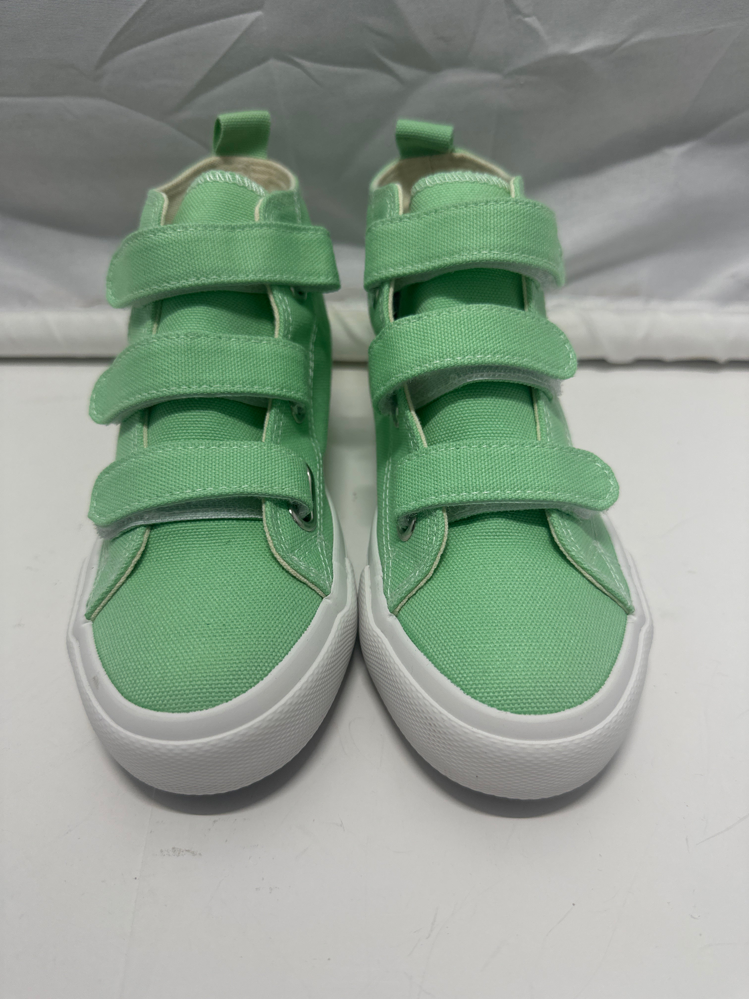 OPOEE Kids Canvas Sneakers Hook & Loop Shoes Mint US 1 (EU 32)