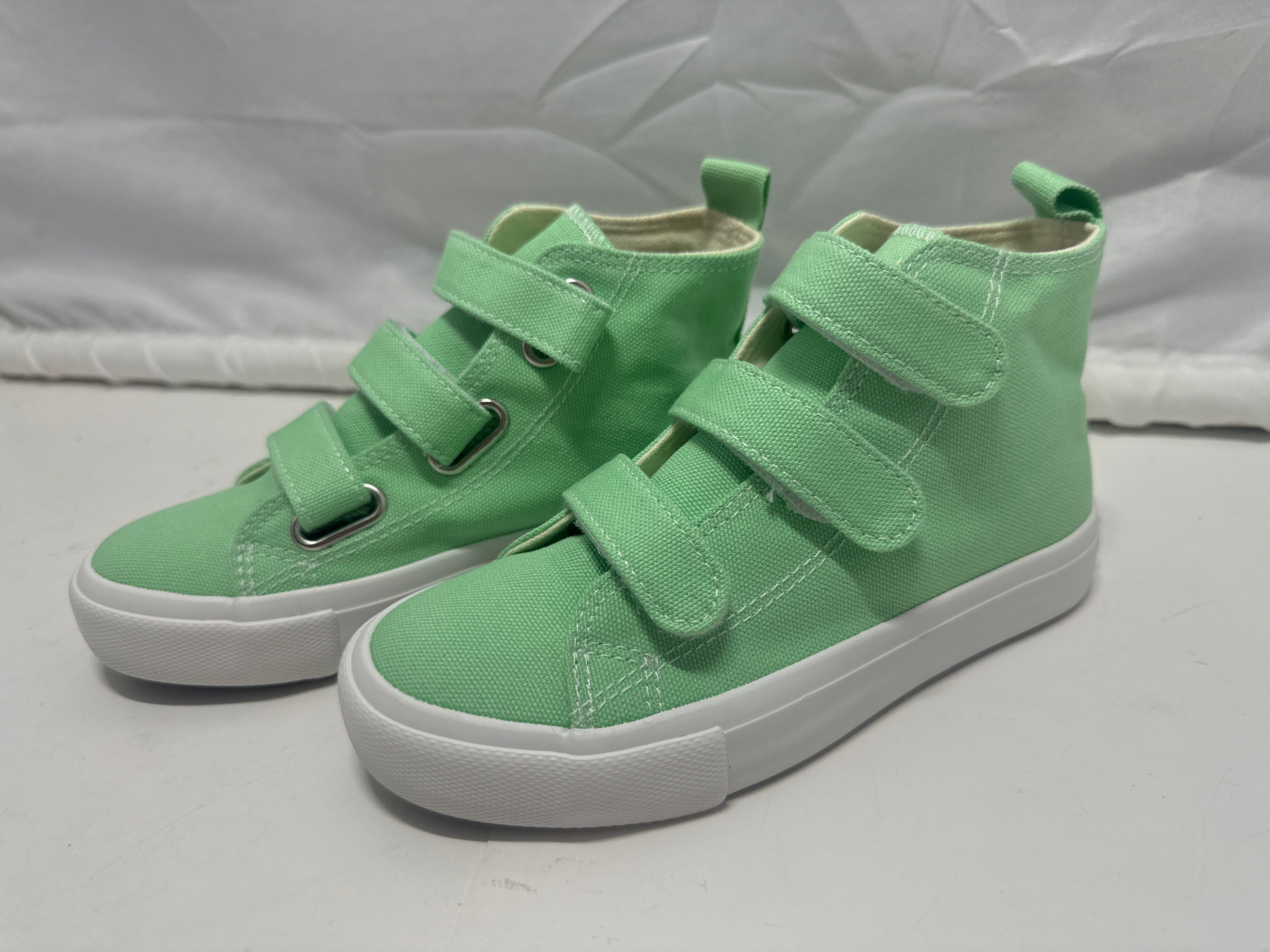 OPOEE Kids Canvas Sneakers Hook & Loop Shoes Mint US 1 (EU 32)