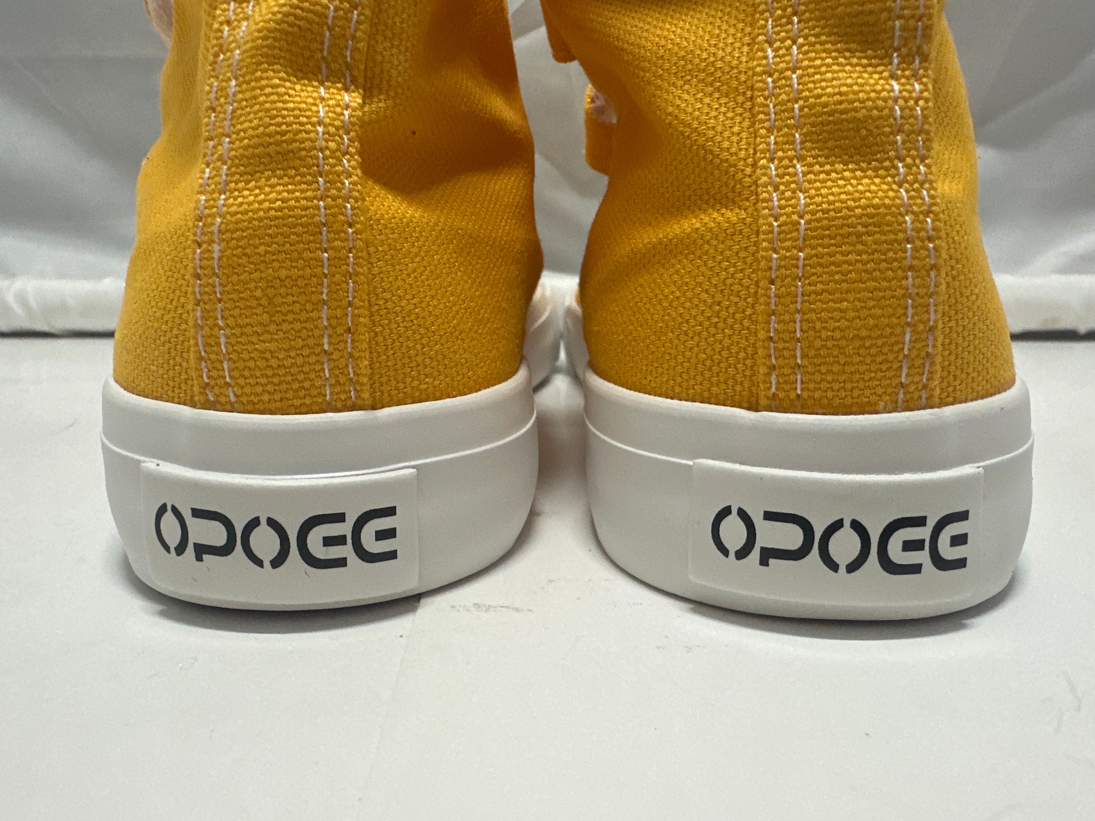 OPOEE Kids Canvas Sneakers Hook & Loop Shoes Yellow US 3.5 (EU 35)