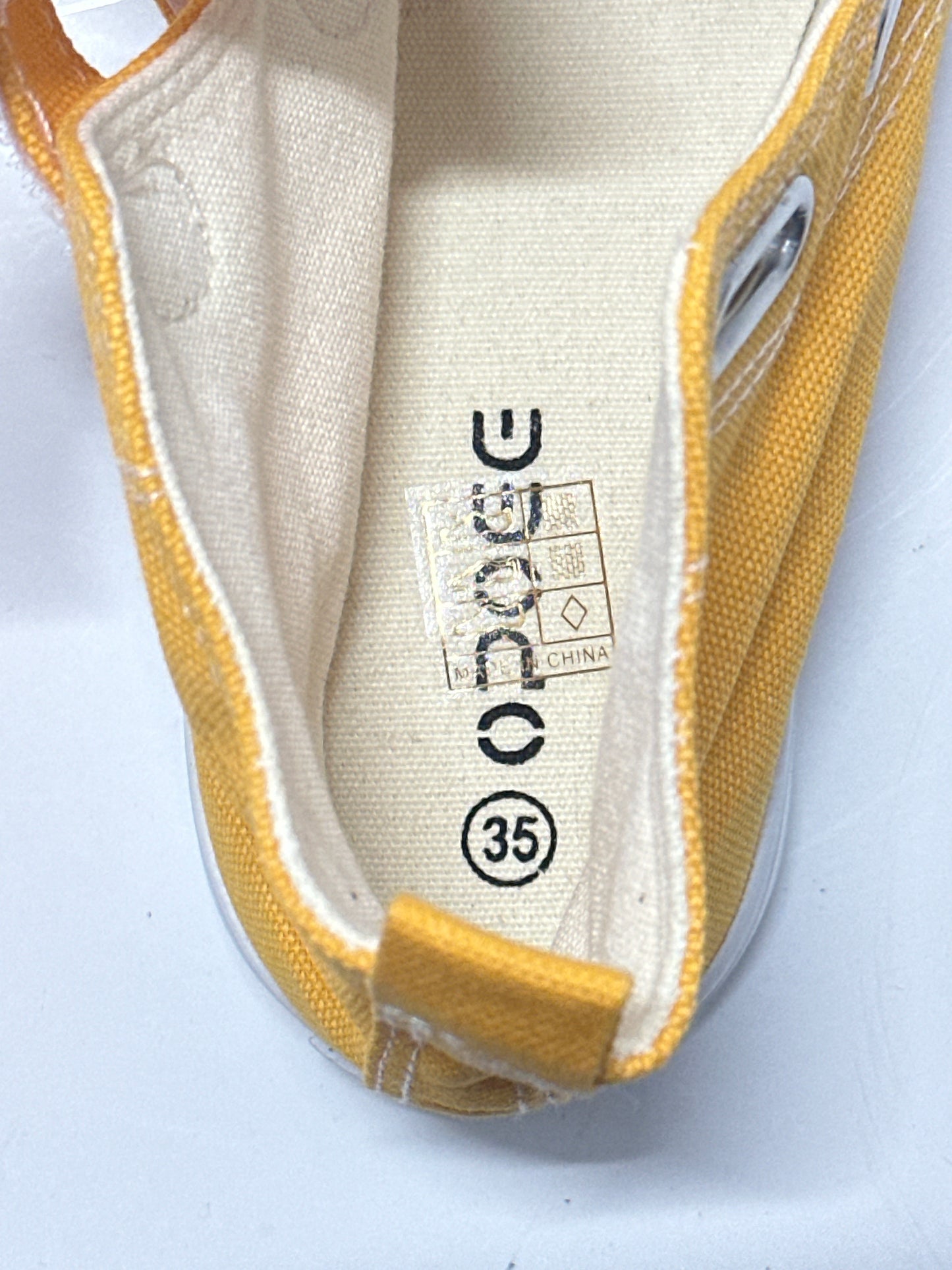 OPOEE Kids Canvas Sneakers Hook & Loop Shoes Yellow US 3.5 (EU 35)