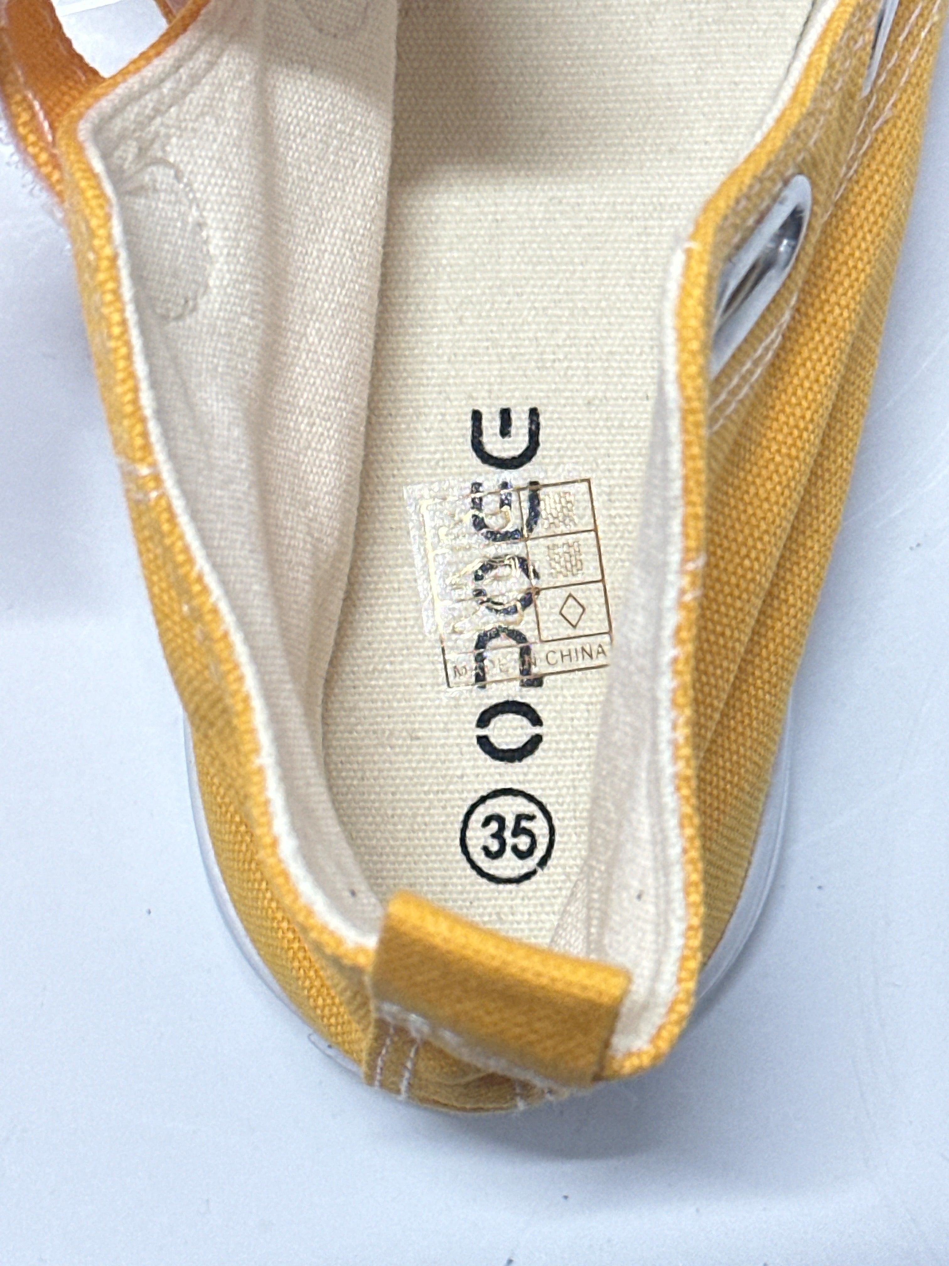 OPOEE Kids Canvas Sneakers Hook & Loop Shoes Yellow US 3.5 (EU 35)