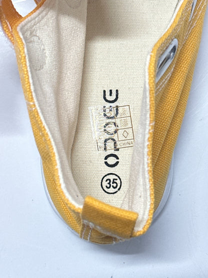 OPOEE Kids Canvas Sneakers Hook & Loop Shoes Yellow US 3.5 (EU 35)
