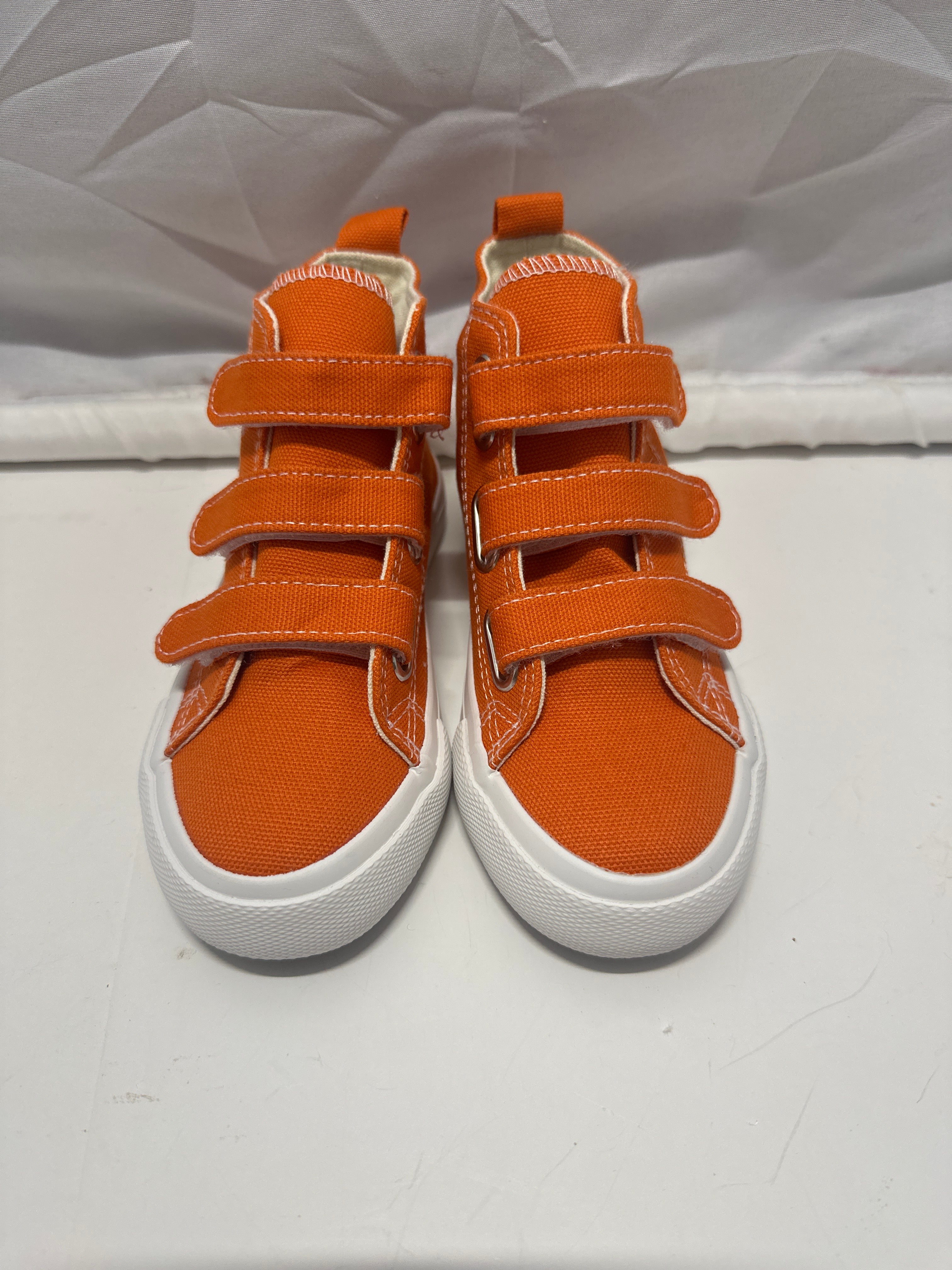 OPOEE Kids Canvas Sneakers Hook & Loop Shoes Orange US 12 (EU 29)