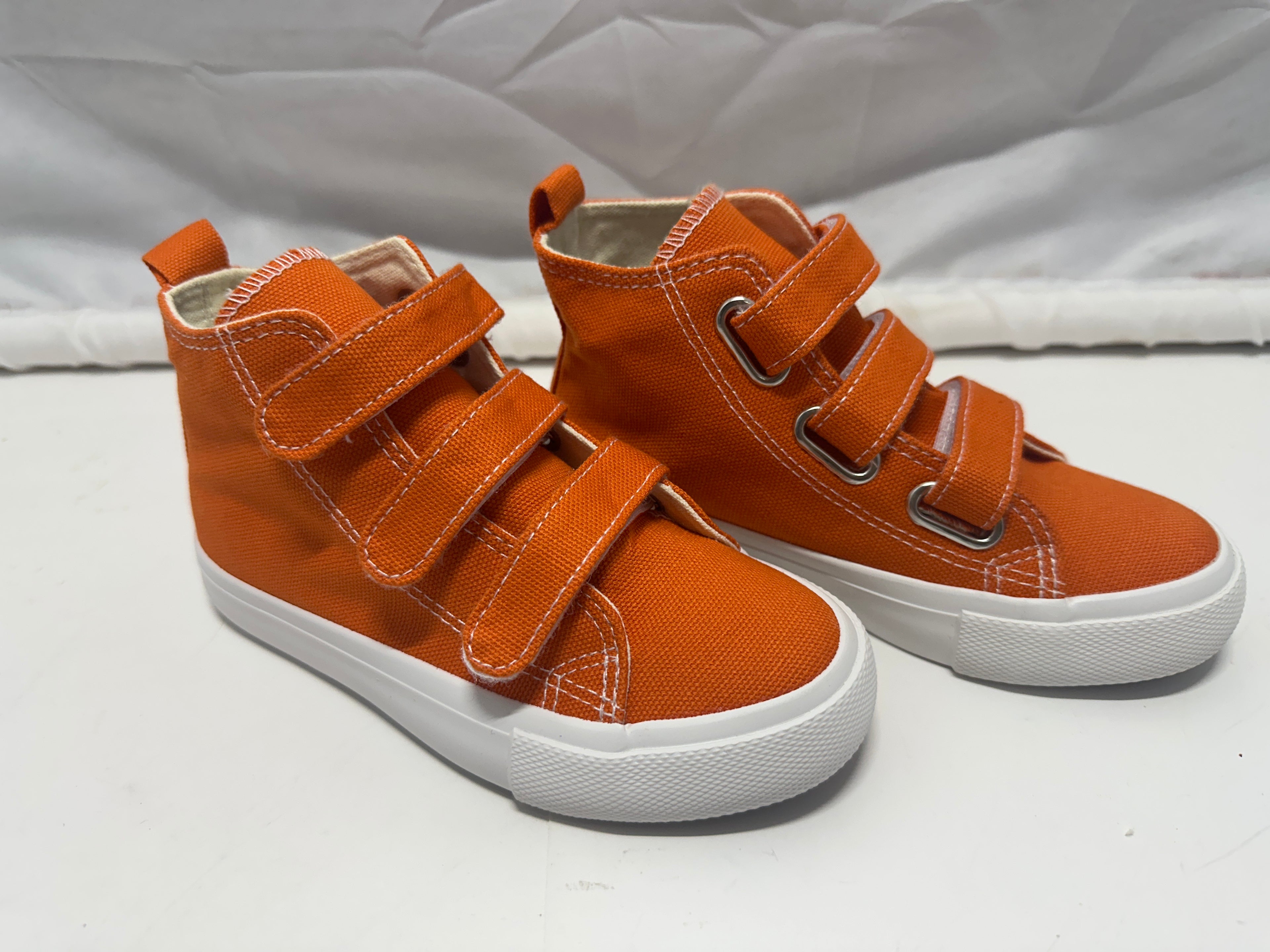 OPOEE Kids Canvas Sneakers Hook & Loop Shoes Orange US 12 (EU 29)