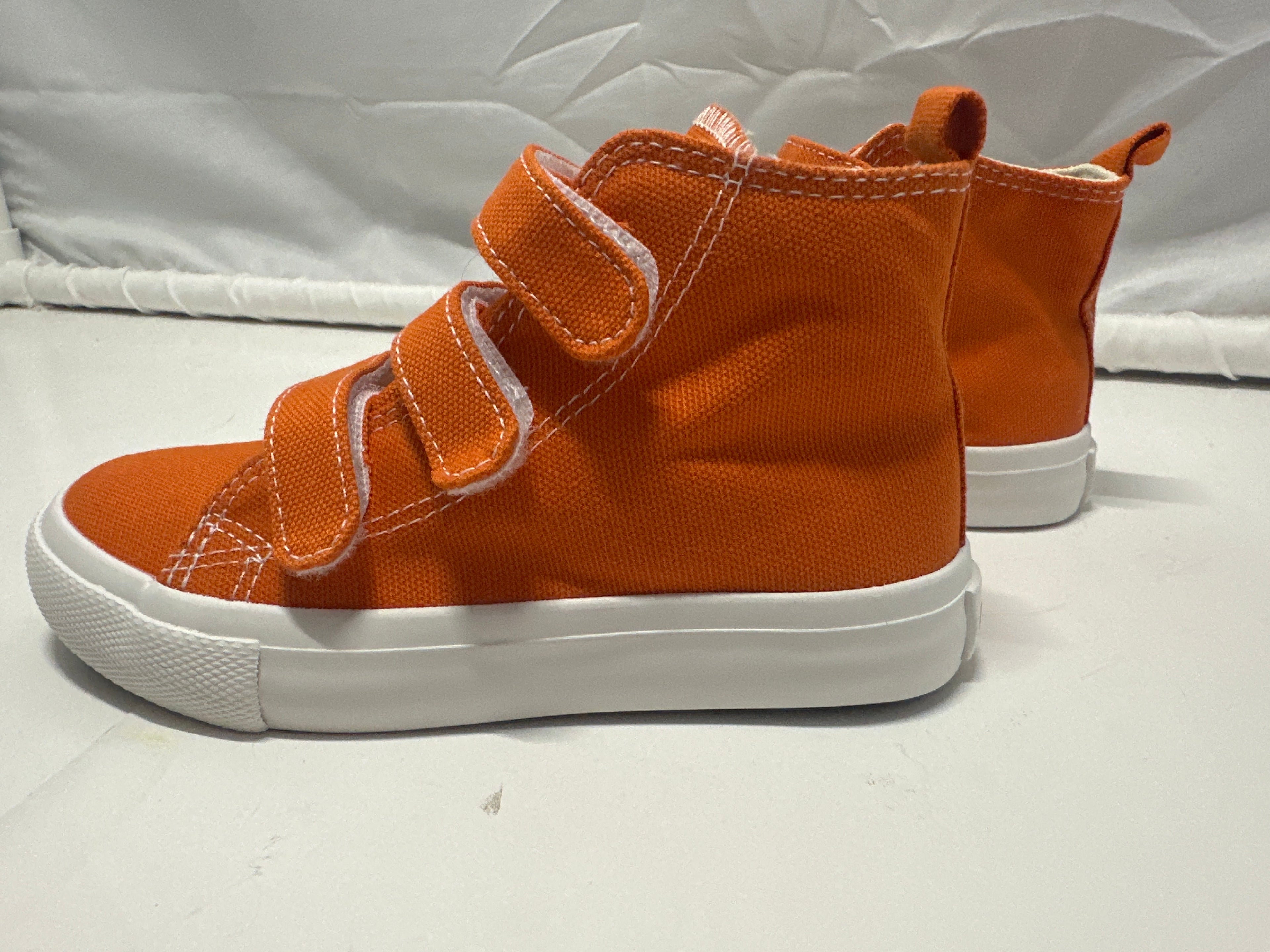 OPOEE Kids Canvas Sneakers Hook & Loop Shoes Orange US 12 (EU 29)