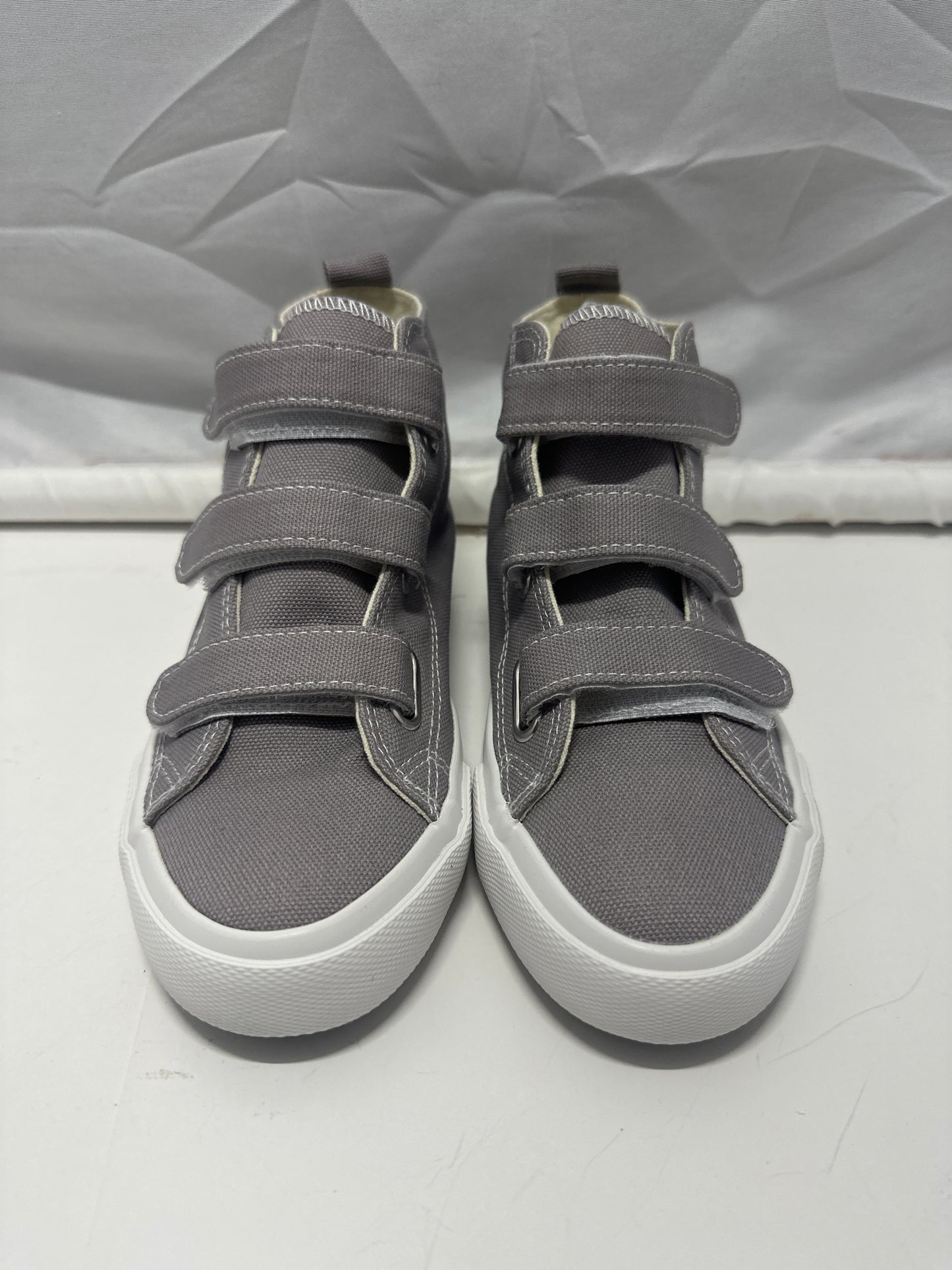 OPOEE Kids Canvas Sneakers Hook & Loop Shoes Gray US  1-3 (EU 32-34)