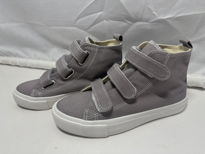 OPOEE Kids Canvas Sneakers Hook & Loop Shoes Gray US  1-3 (EU 32-34)