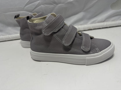 OPOEE Kids Canvas Sneakers Hook & Loop Shoes Gray US  1-3 (EU 32-34)